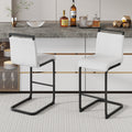 [variant:W3806P404685] Modern PU Leather Bar Stools – Set of 2 – White+Black image 1