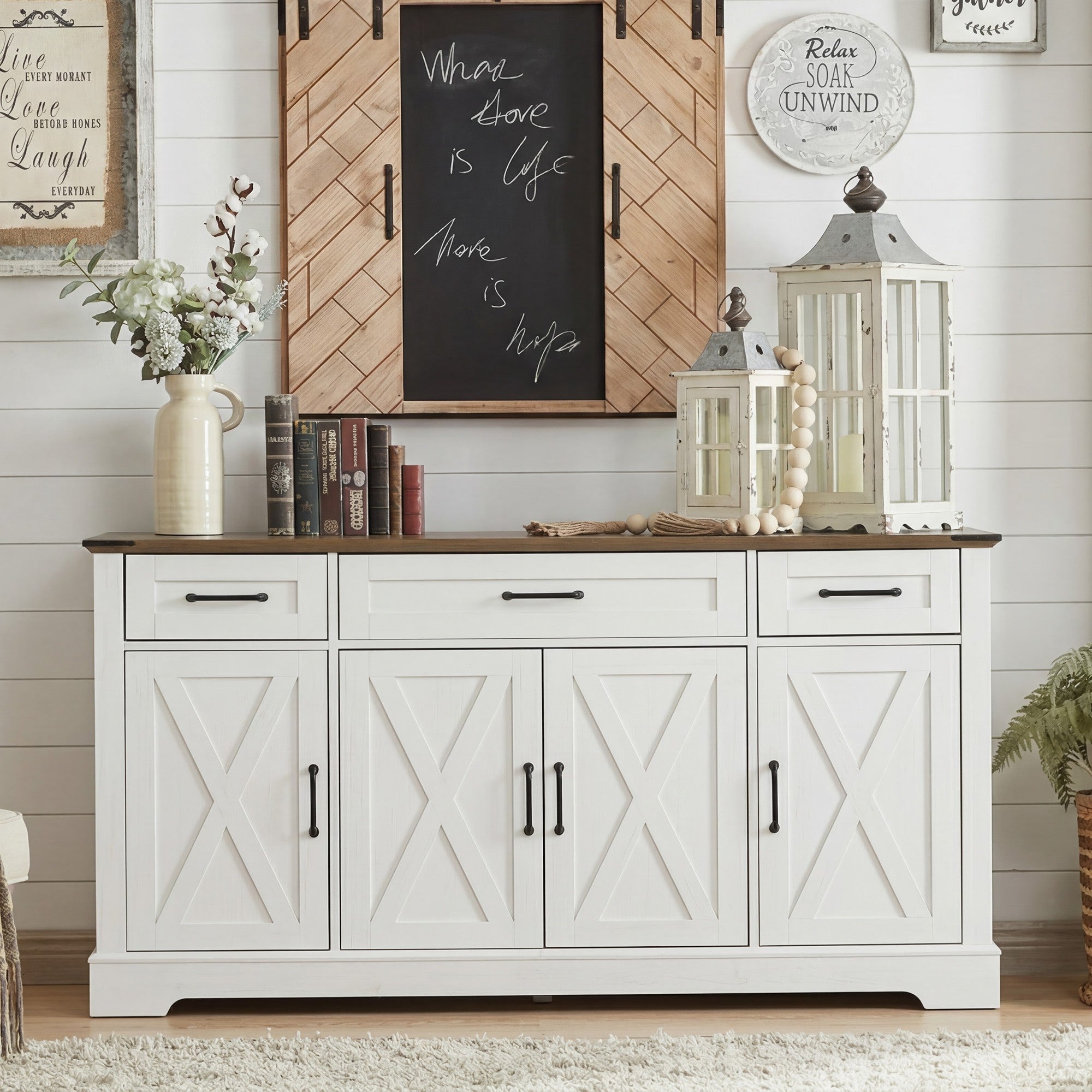 [variant:N853P444963W] 55-Inch Farmhouse Buffet Cabinet with Drawers image 20