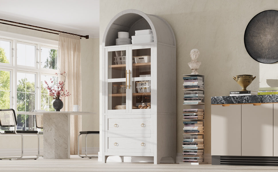 [variant:N853P387781W] Arched Glass-Door Pantry Cabinet – 71-Inch image 8