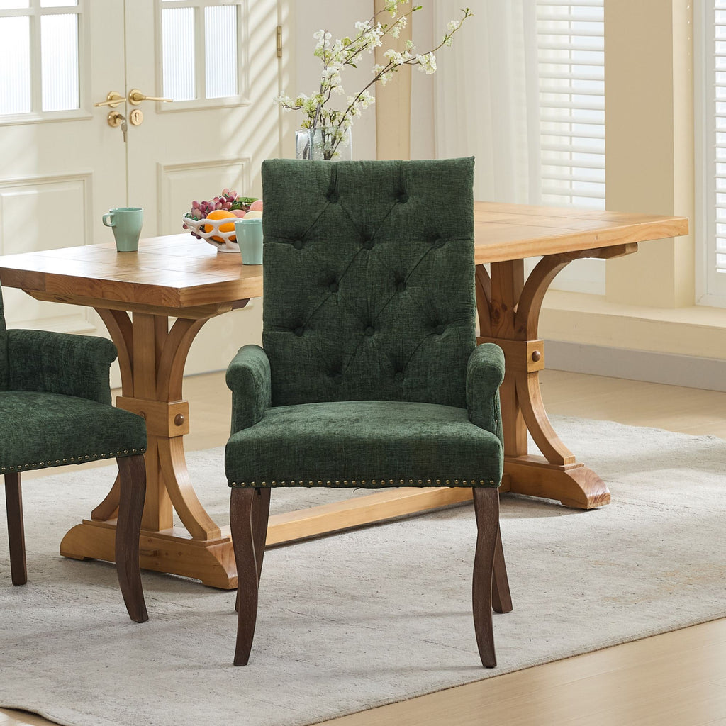 [variant:W5755P503872] Tufted Chenille Dining Armchair – Olive Green image 14