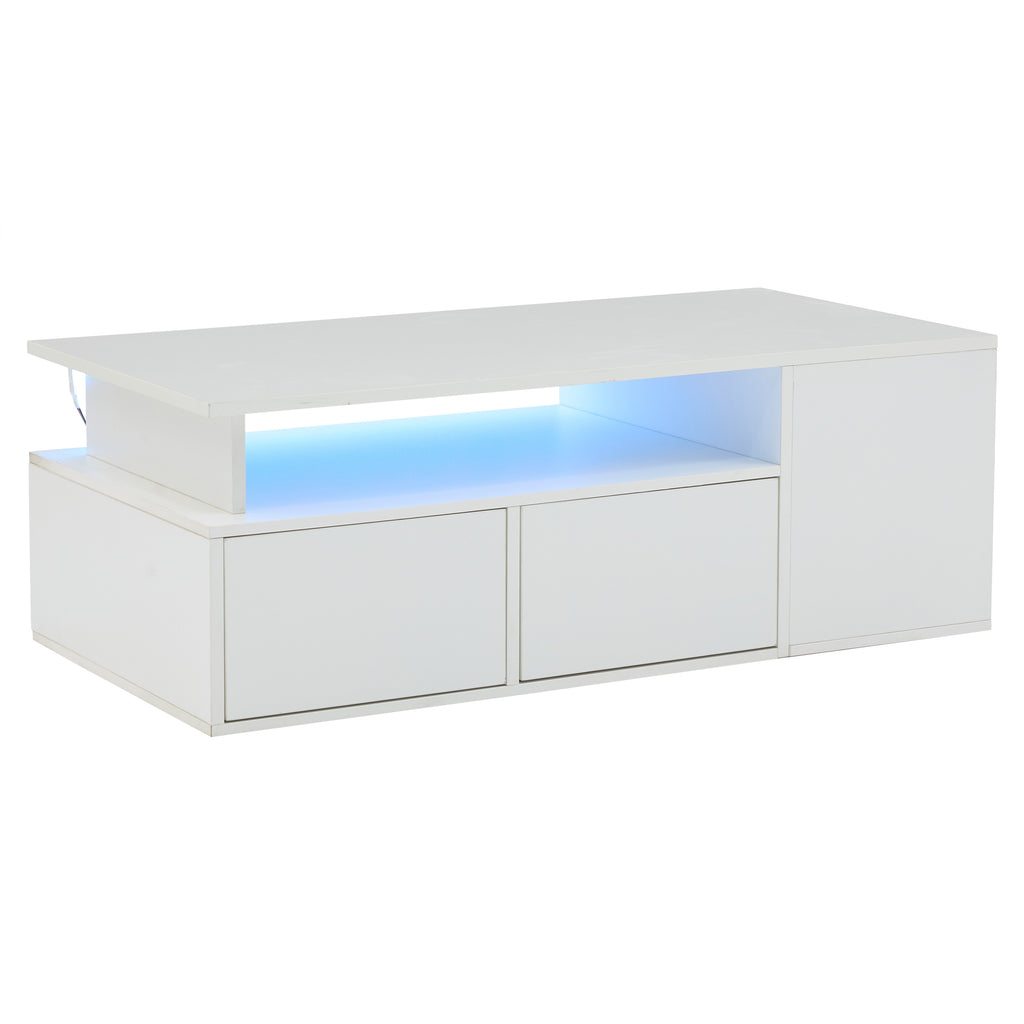 [variant:N892P428788W] High-Gloss LED Coffee Table with Open Storage image 43