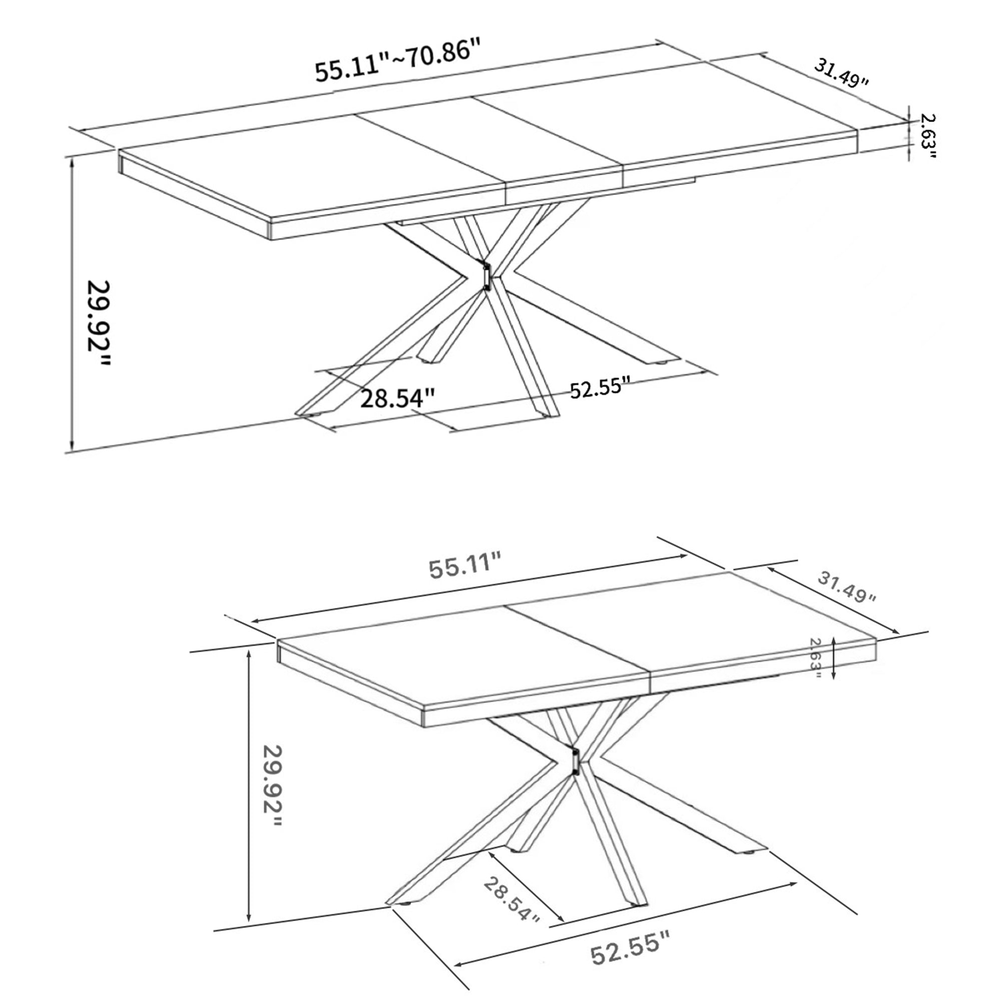 Extendable Dining Table with Hidden Storage – 55–71 Inch — [variant:W3679P437341] Natural image 9