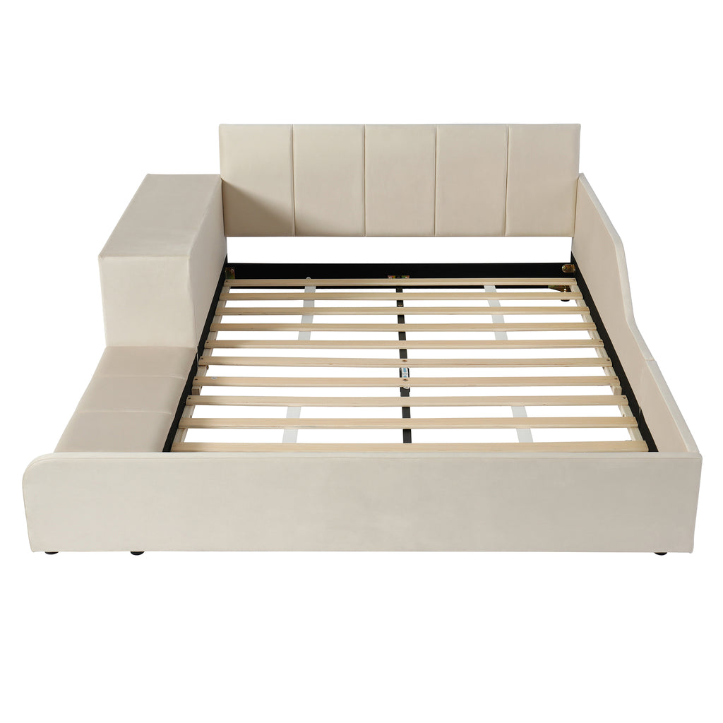 [variant:N850S00111A-1] Full Upholstered Floor Bed with Desk and Stool image 10