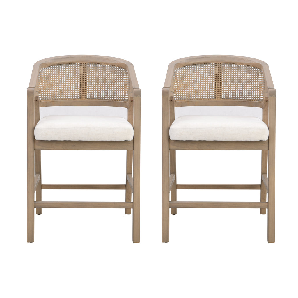 [variant:N872P359330A] Set of 2 Light Ash Rattan Counter Stools image 1
