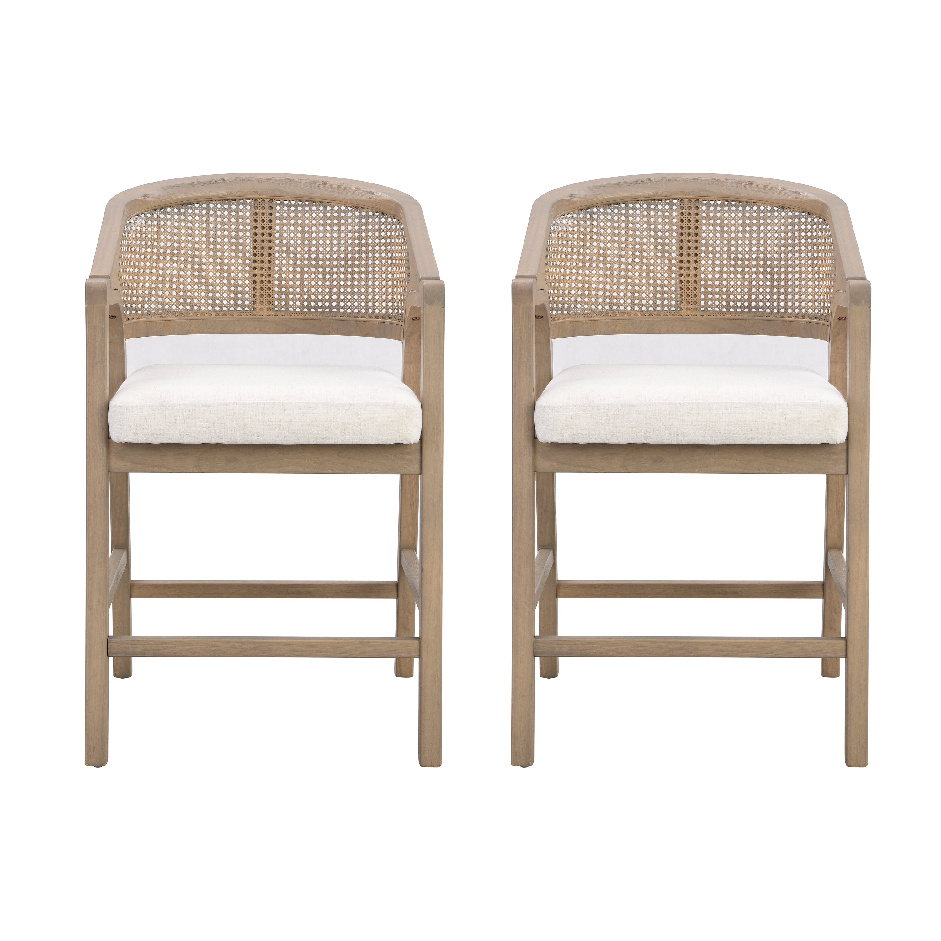 [variant:N872P359330A] Set of 2 Light Ash Rattan Counter Stools image 1