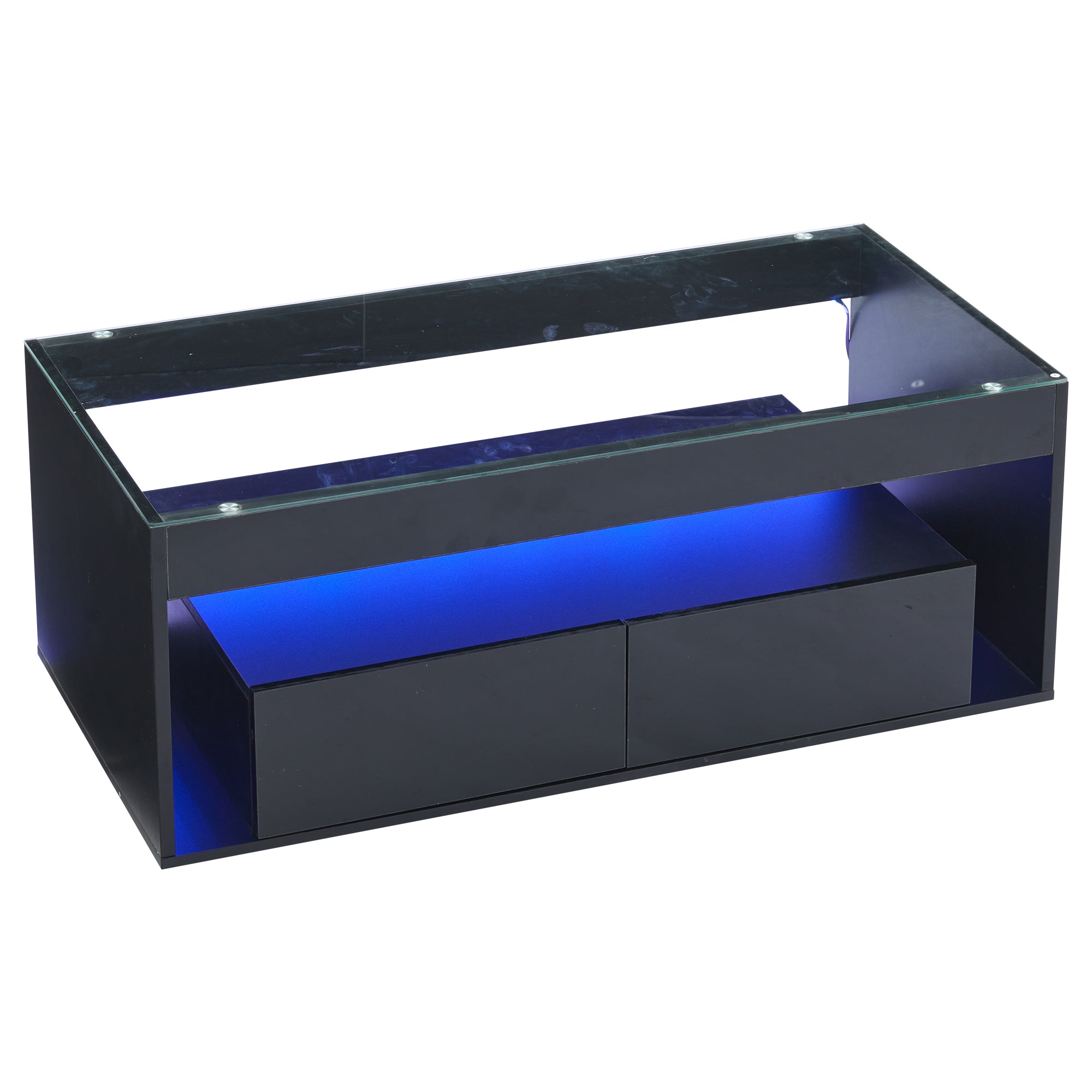 [variant:N892P428787B] High-Gloss LED Coffee Table with Glass Top and Drawers image 16