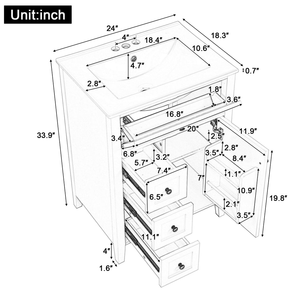 [variant:N725P280631B] Black Bathroom Vanity with Ceramic Sink – 24-Inch image 12