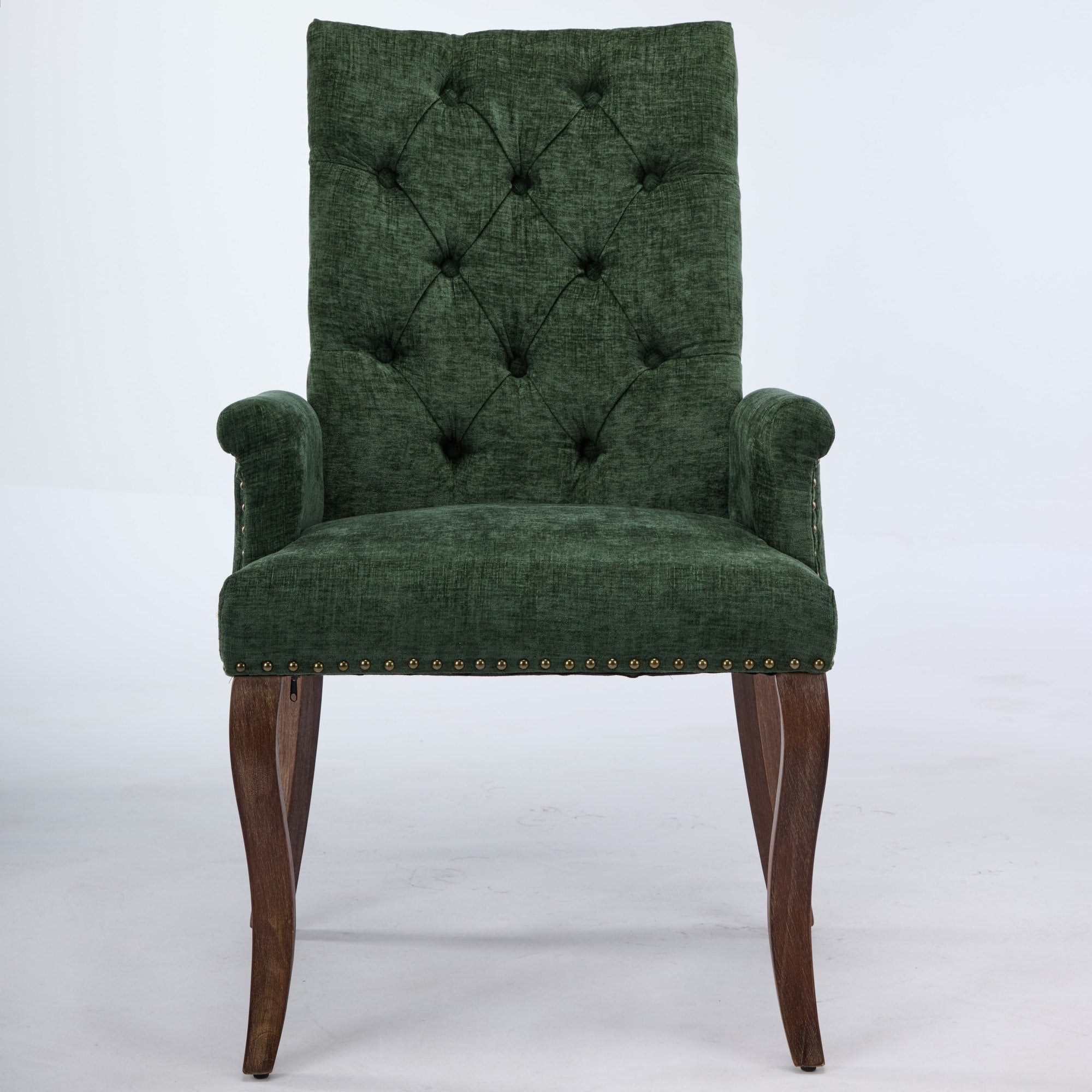[variant:W5755P503872] Tufted Chenille Dining Armchair – Olive Green image 2