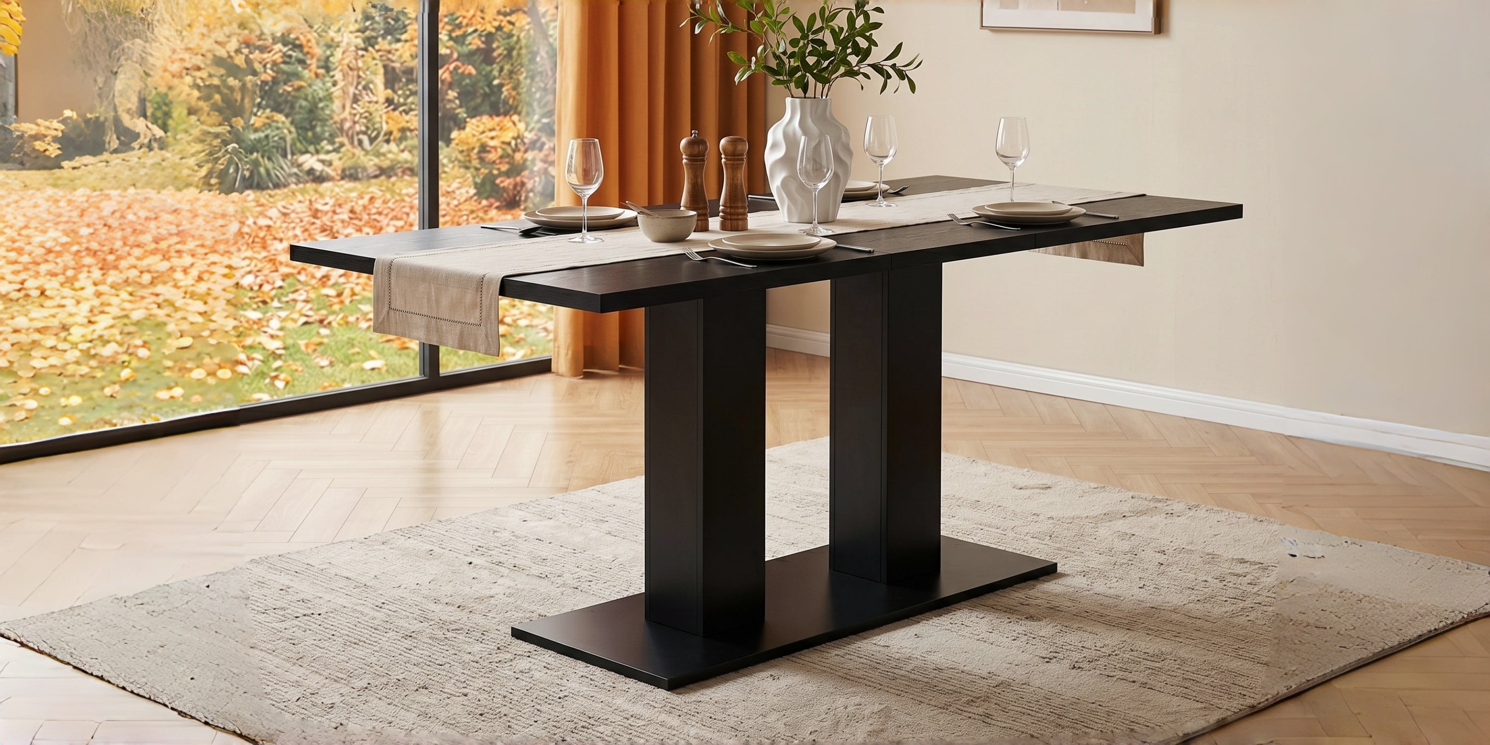 White Marble-Look Dining Table – 71-Inch — [variant:N859P472973S] Black image 13