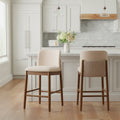 [variant:N897P439494W] Upholstered Walnut Counter Stools – Sets of 2 or 4 – Beige,Walnut image 1