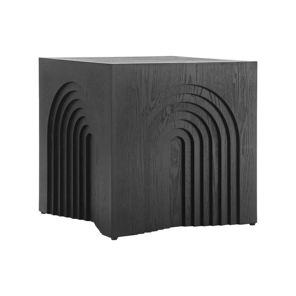 Round Wood End Table — [variant:N876P386371B] Black image 7