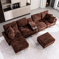 [variant:W3885S00059] U-Shaped Chenille Sectional Sofa with Recliner and Ottoman image 1