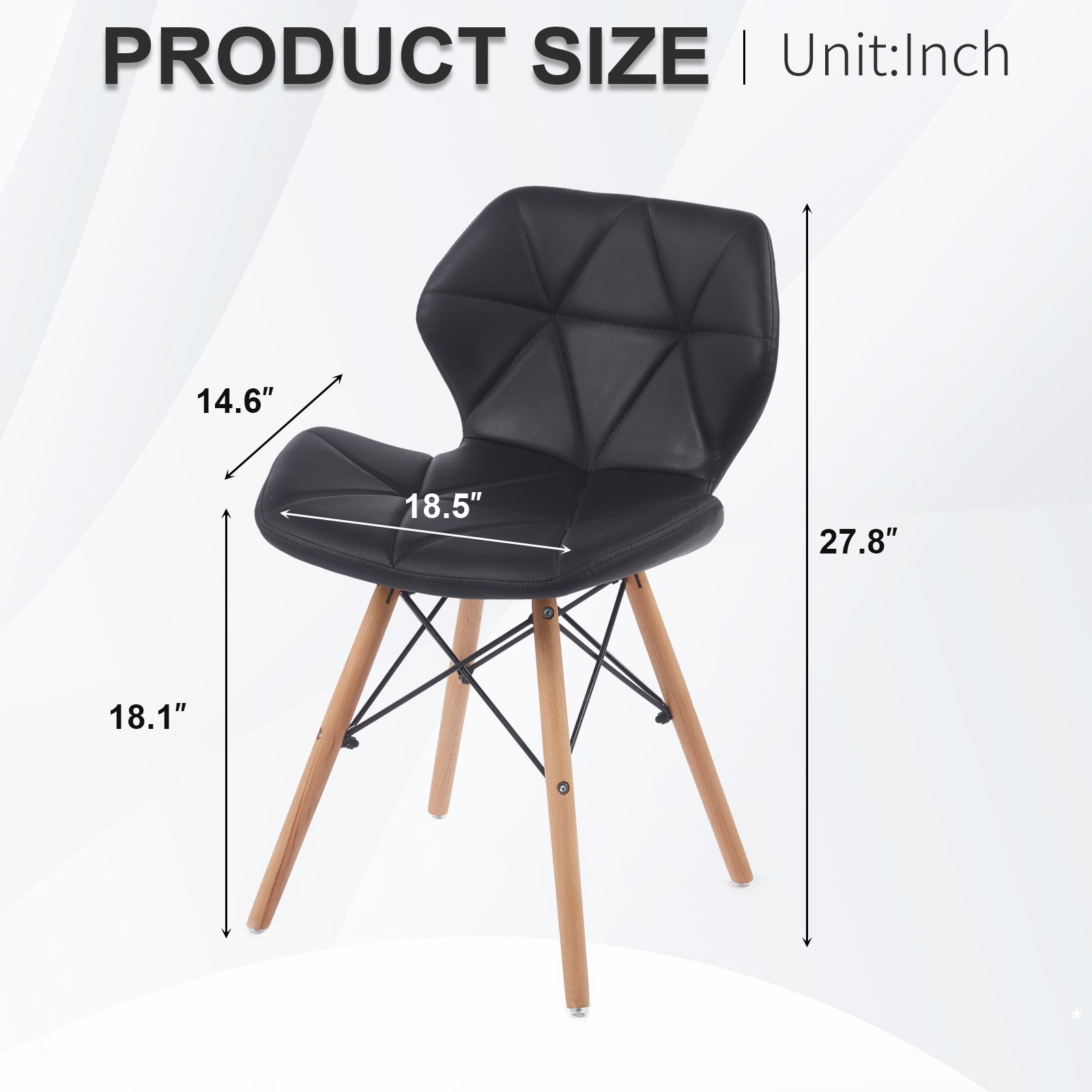 Set of 2 Modern PU Leather Dining Chairs — [variant:W3738P431268] Black image 6
