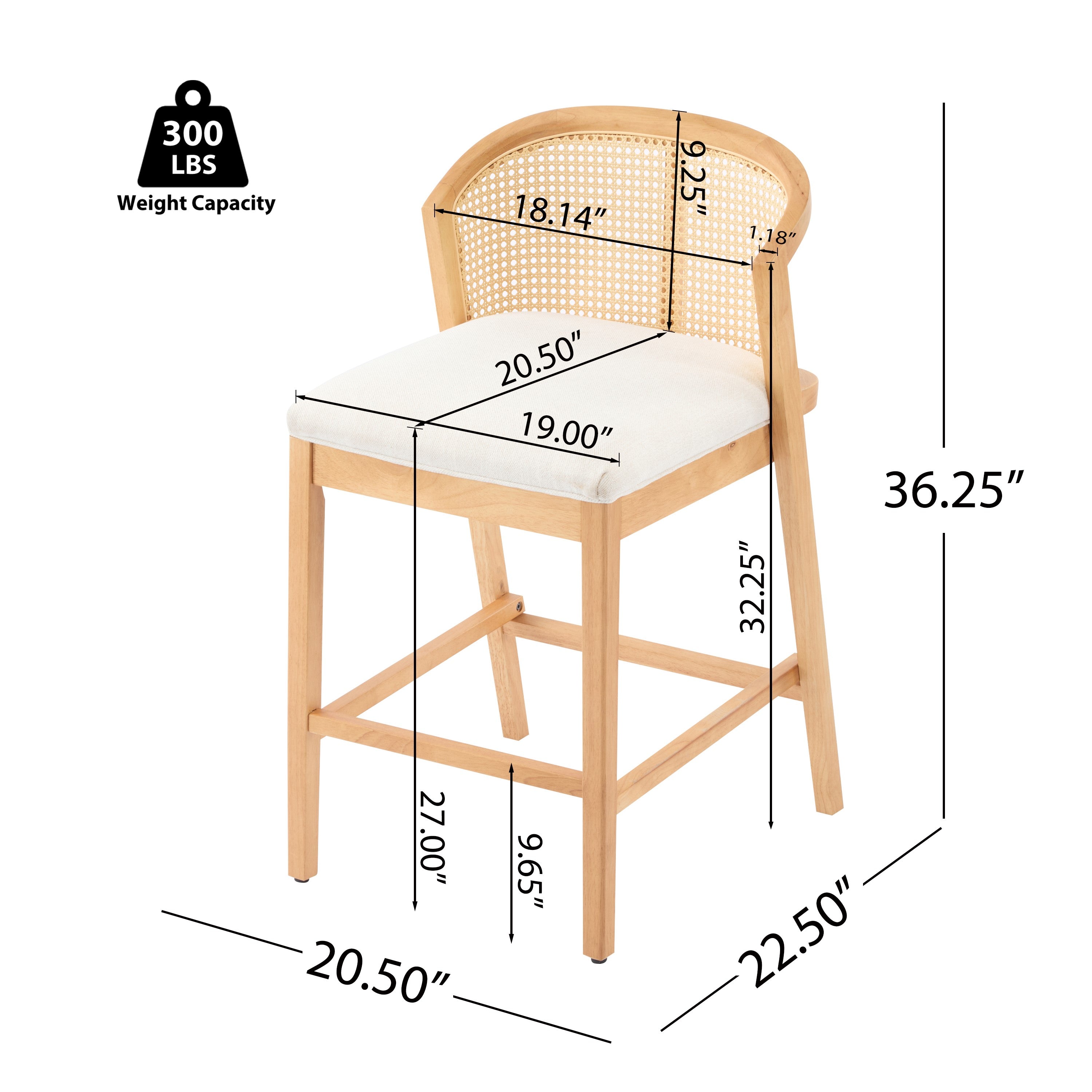Upholstered Wood Counter Stools – Sets of 2 or 4 — [variant:N897P439502N] Beige,Natural image 11