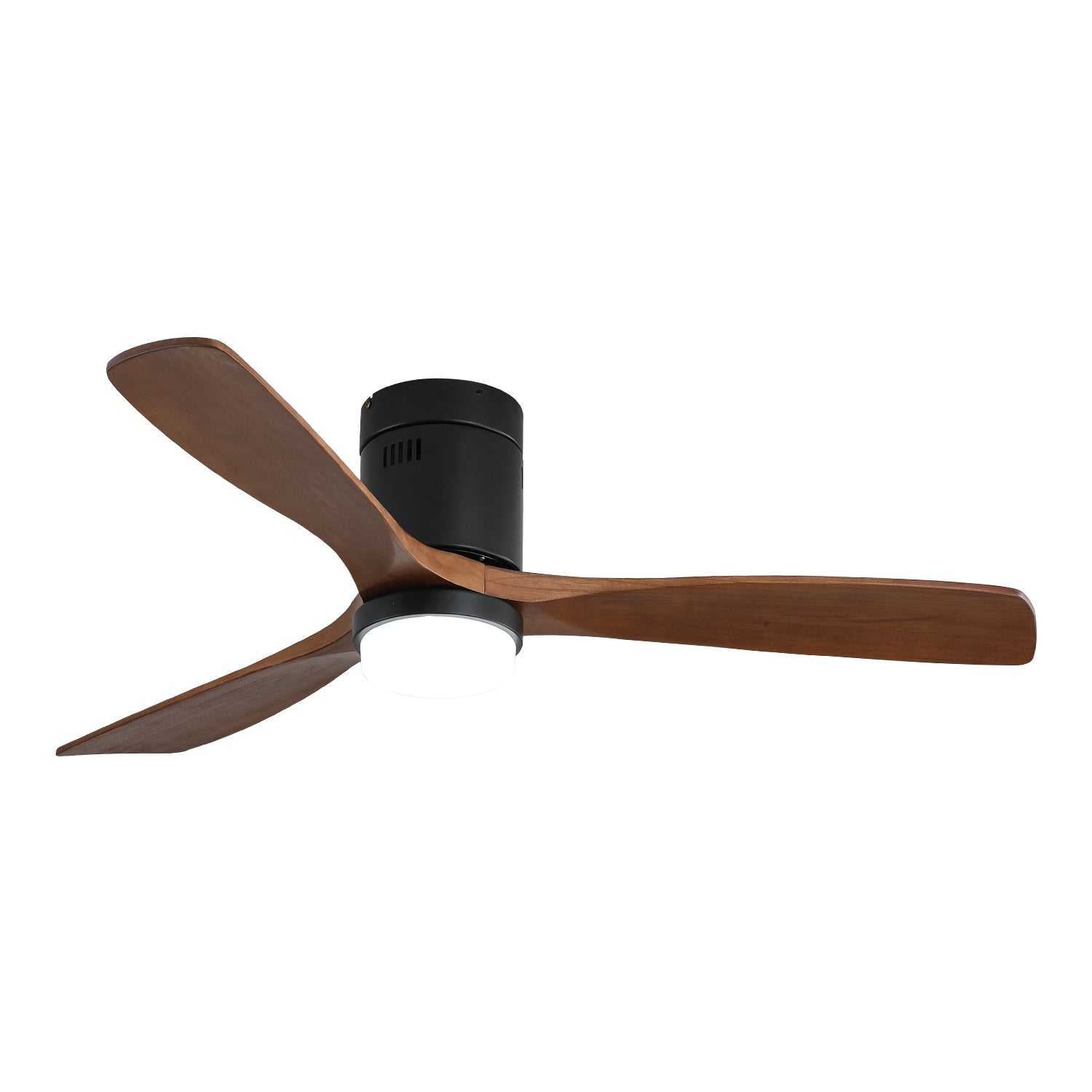 [variant:W5691P515103] Matte Black Solid Wood Ceiling Fan with Light – 52-Inch image 1
