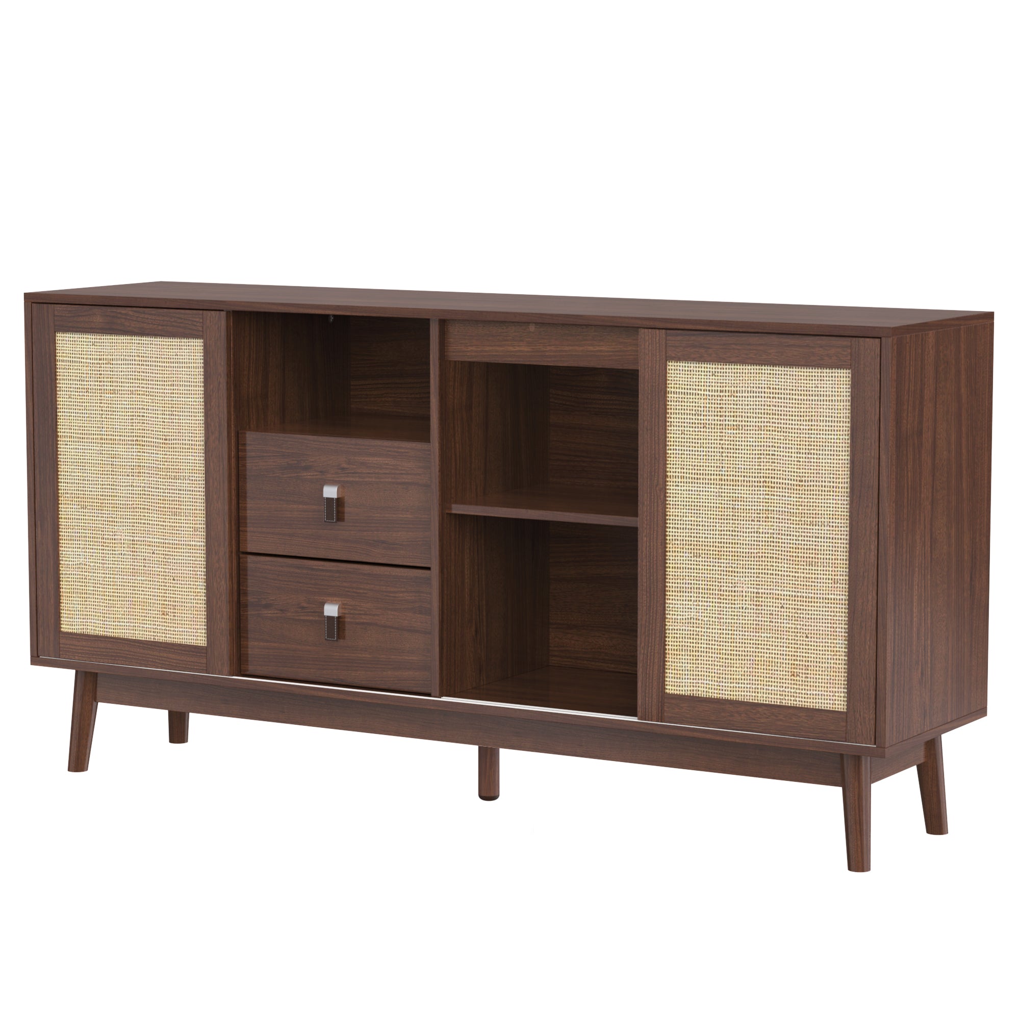 Rattan 3-Door Sideboard with 2 Drawers — [variant:GA0004N] Wood image 14