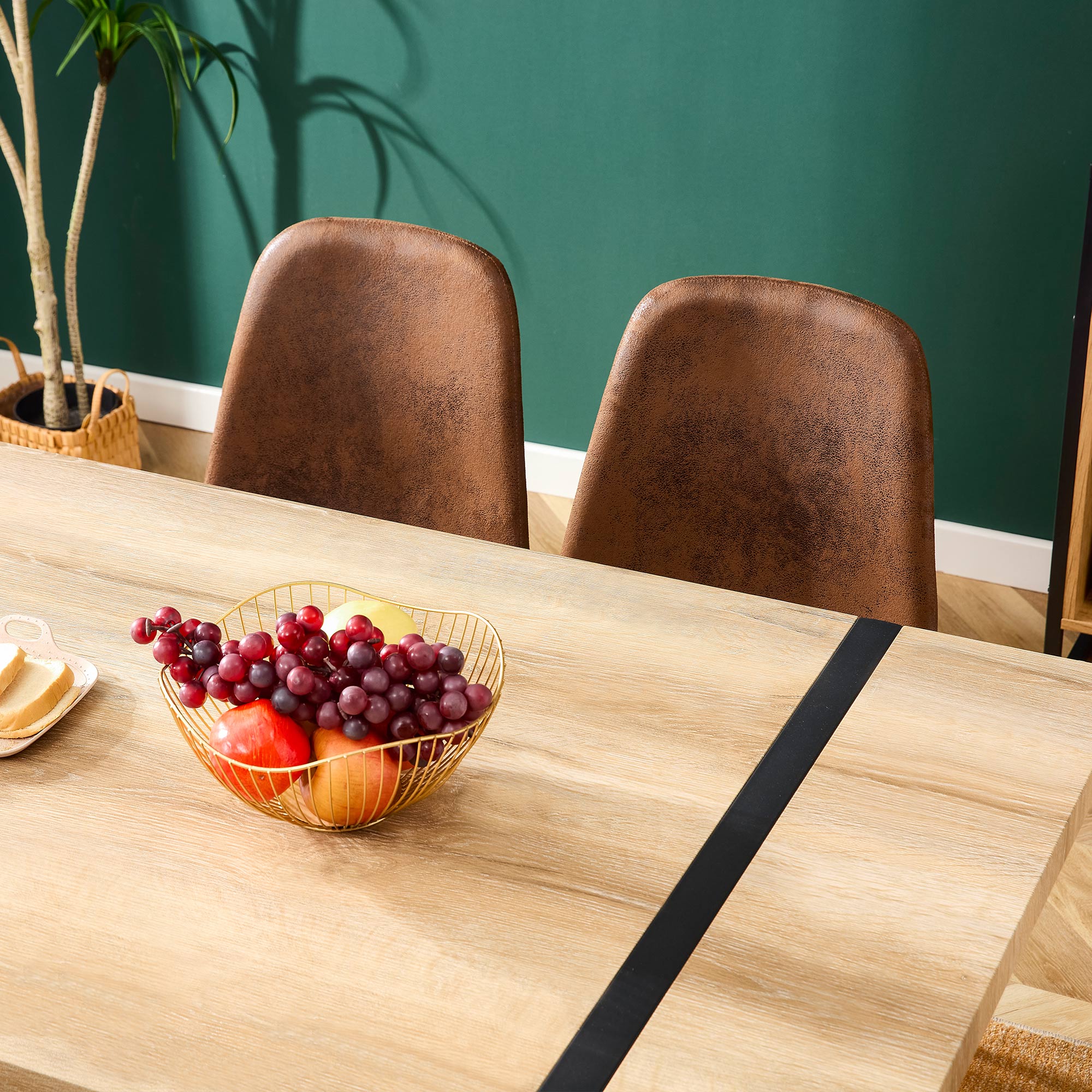 [variant:W3806P405273] Wood-Grain Dining Table – 55-Inch image 16