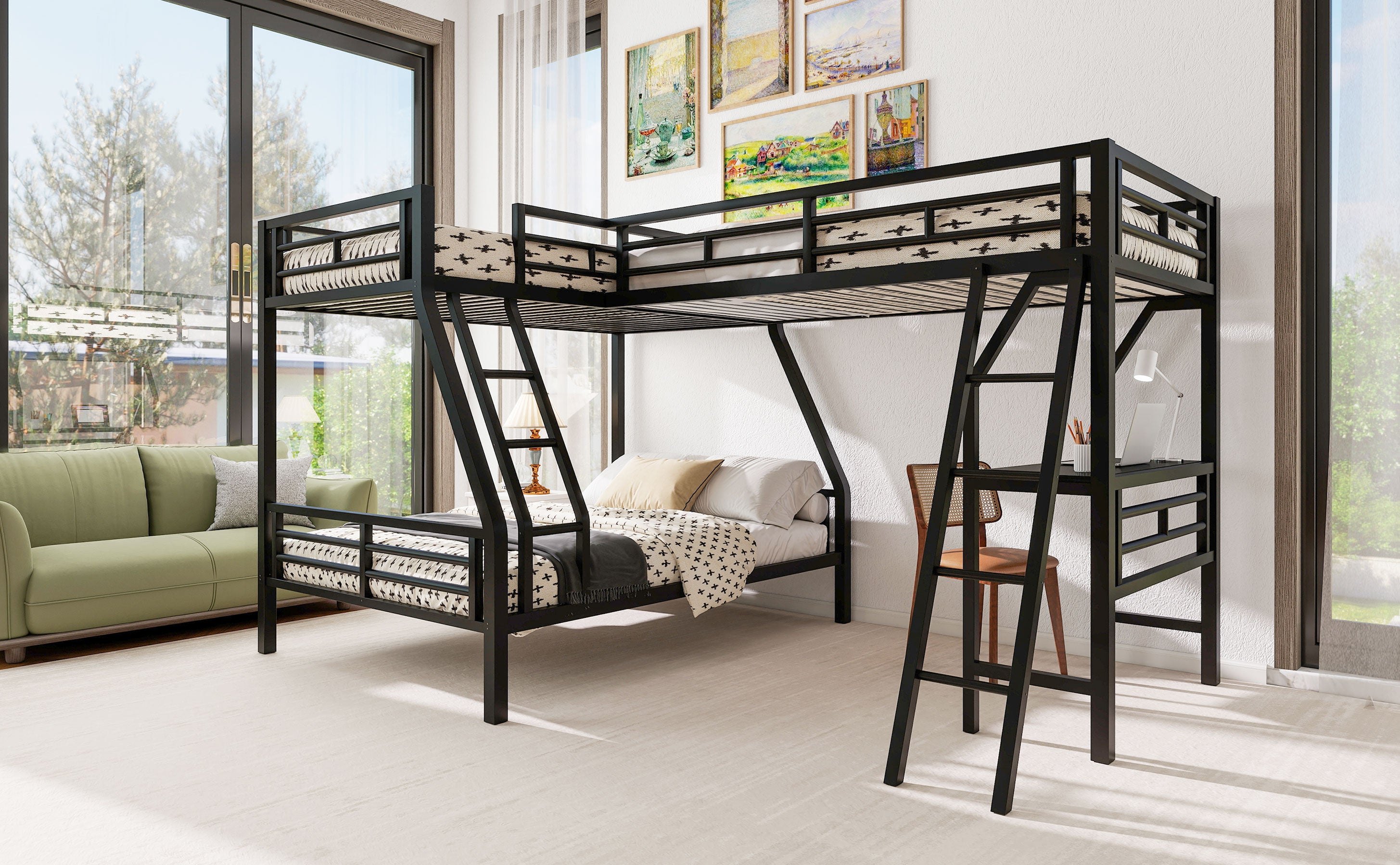 [variant:N8470000606B] Twin-over-Full Bunk and Twin Loft Bed with Desk image 6