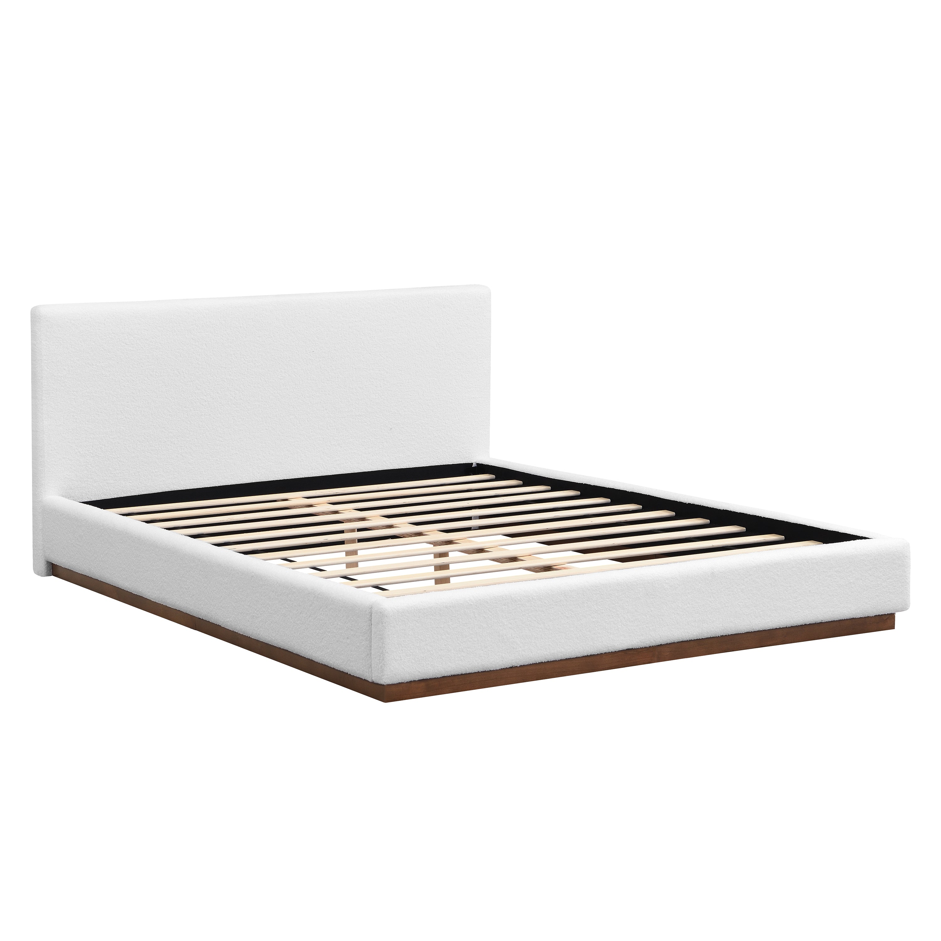 [variant:N891Q440165A] Queen Bouclé Platform Bed with Solid Wood Base – White image 6