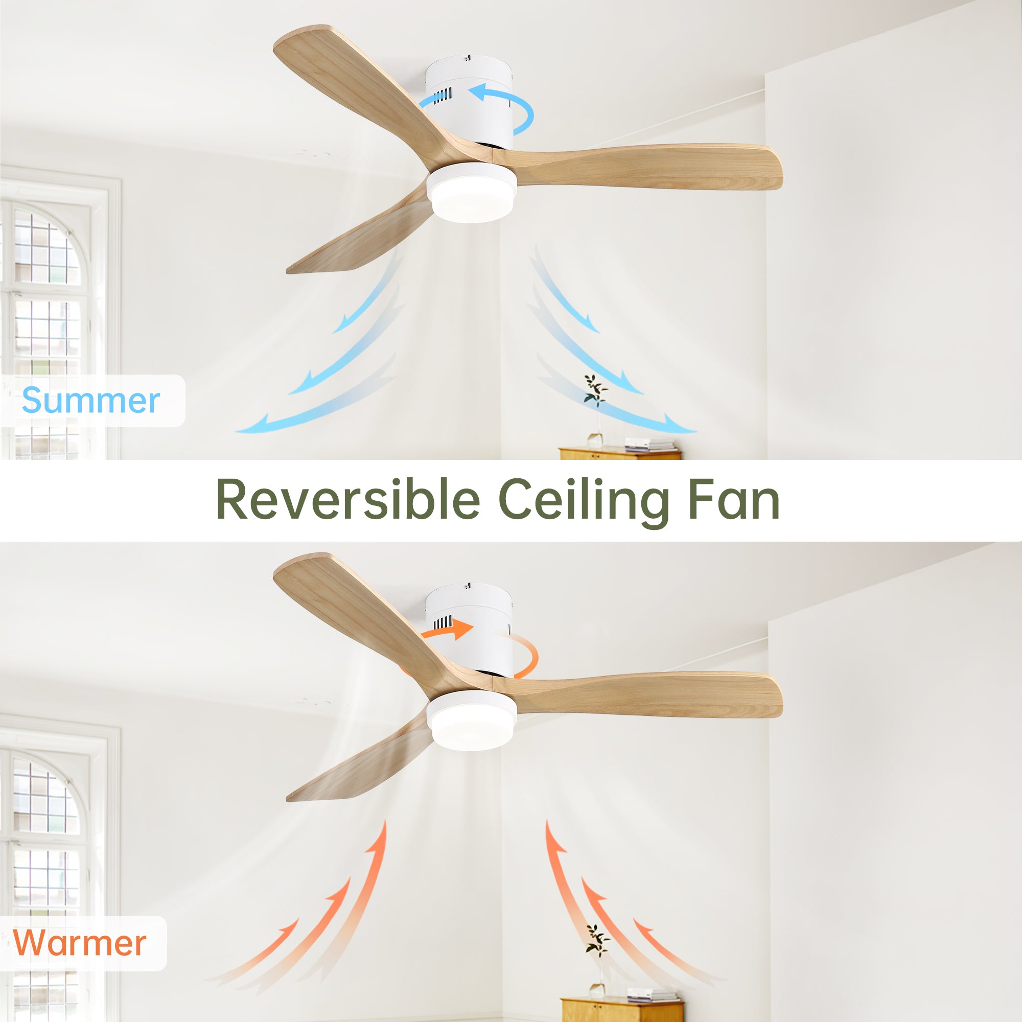 [variant:W5691P514937] Matte White Flush-Mount Ceiling Fan with Light – 52-Inch image 6