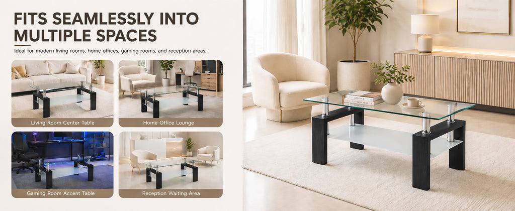 Modern Tempered Glass Coffee Table – Natural or Black — [variant:W3738P499161] Black image 12
