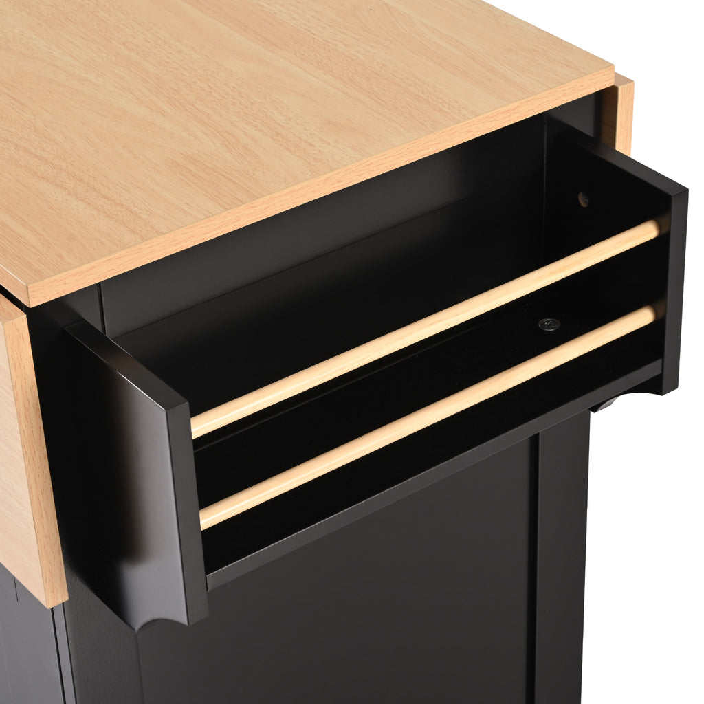 [variant:N853S000006B] Dual-Drop-Leaf Rolling Kitchen Island – Black, 55.75-Inch image 40