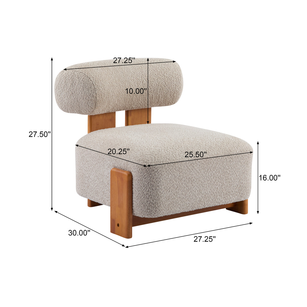 Modern Bouclé Lounge Chair — [variant:N913P495894A] Almond,Natural image 9