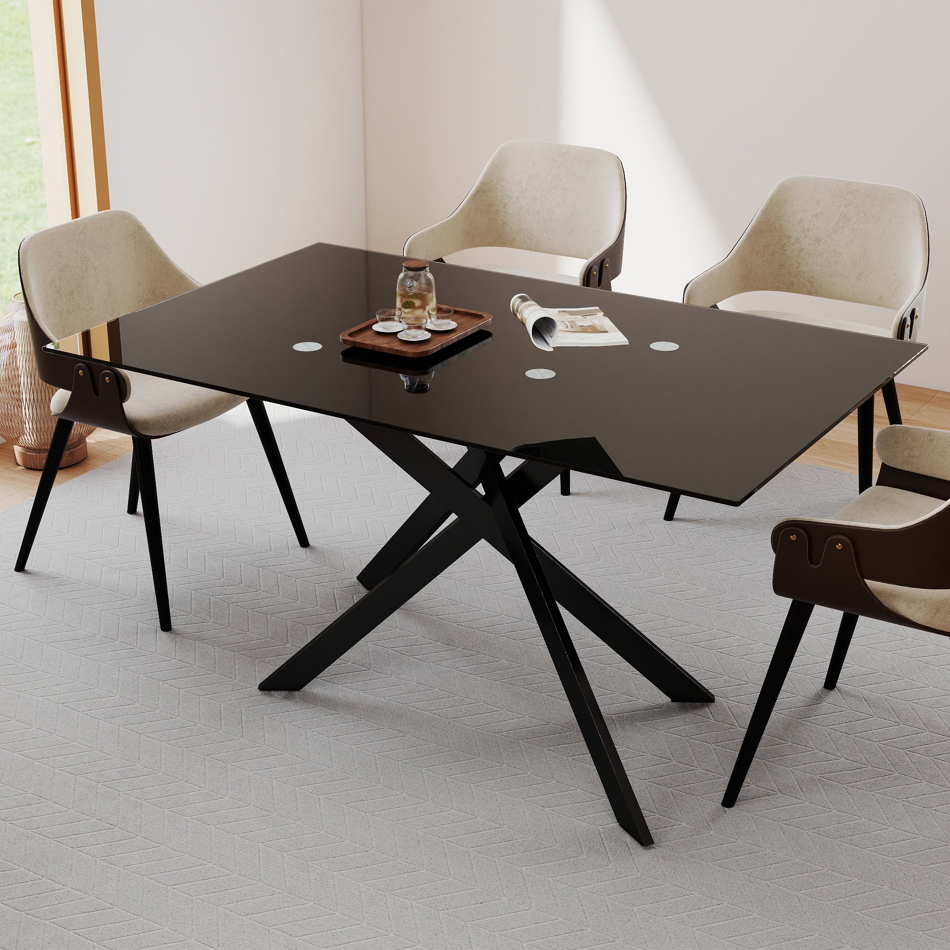 [variant:W3856P411912] Tempered-Glass Dining Table – 51-Inch image 7