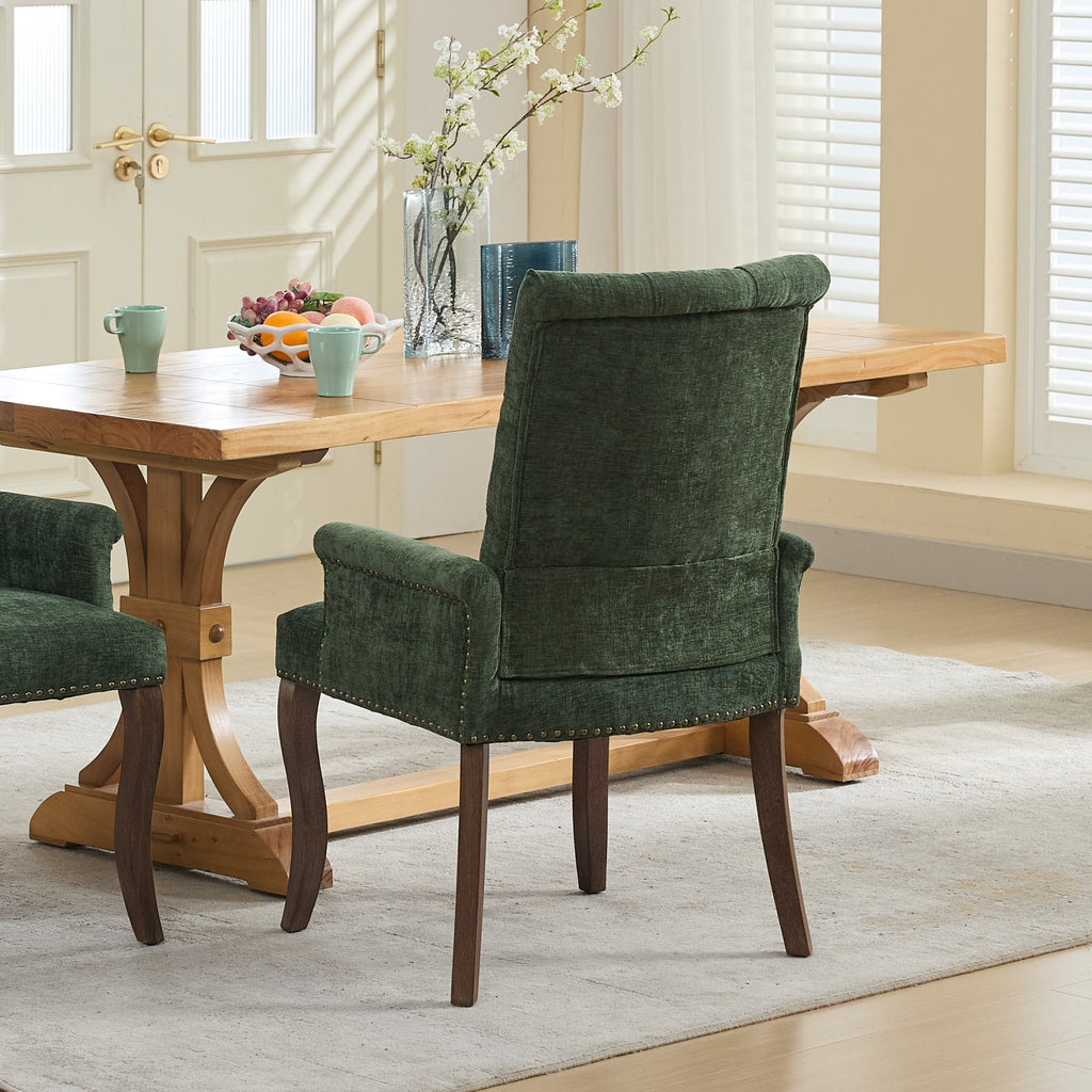 [variant:W5755P503872] Tufted Chenille Dining Armchair – Olive Green image 17