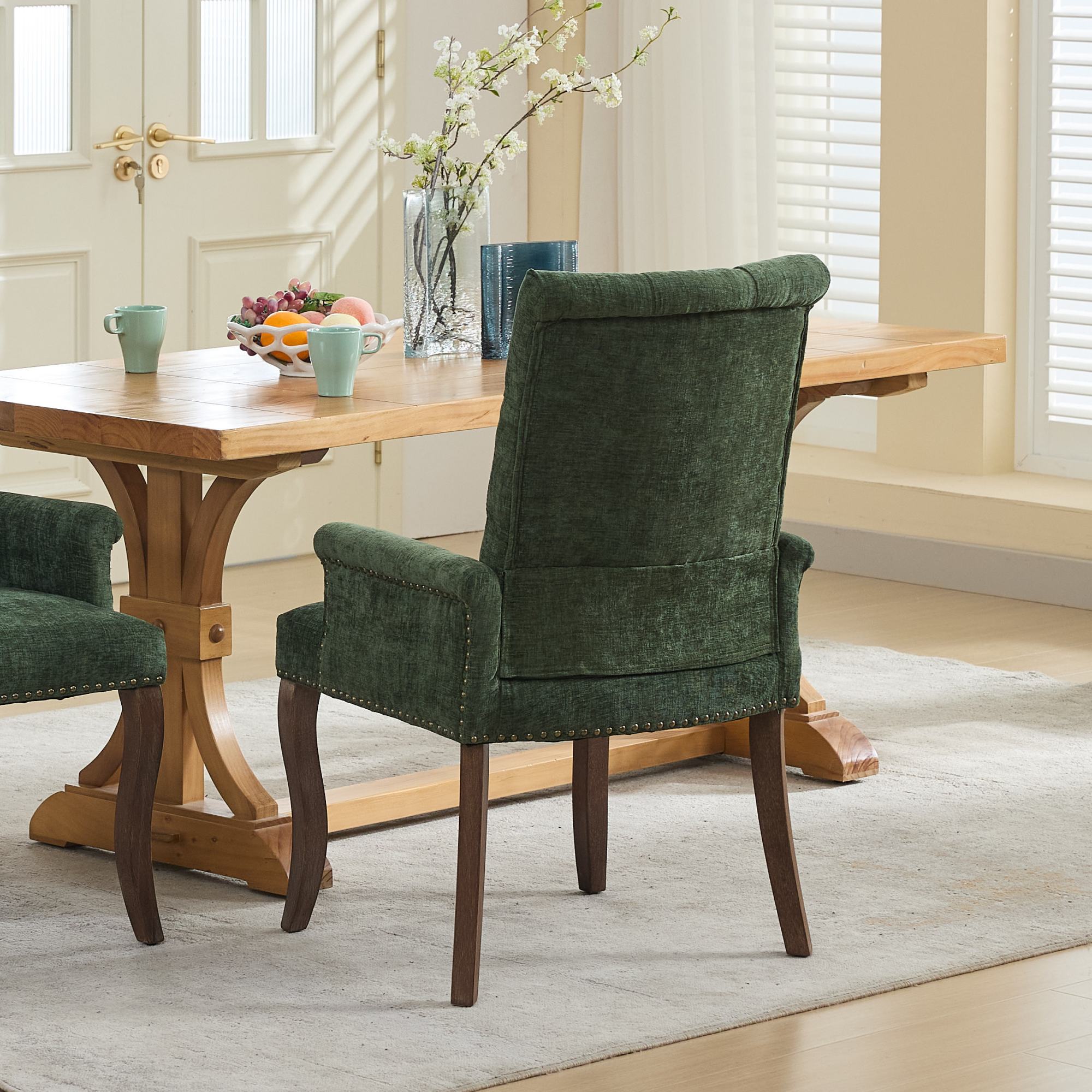 [variant:W5755P503872] Tufted Chenille Dining Armchair – Olive Green image 17
