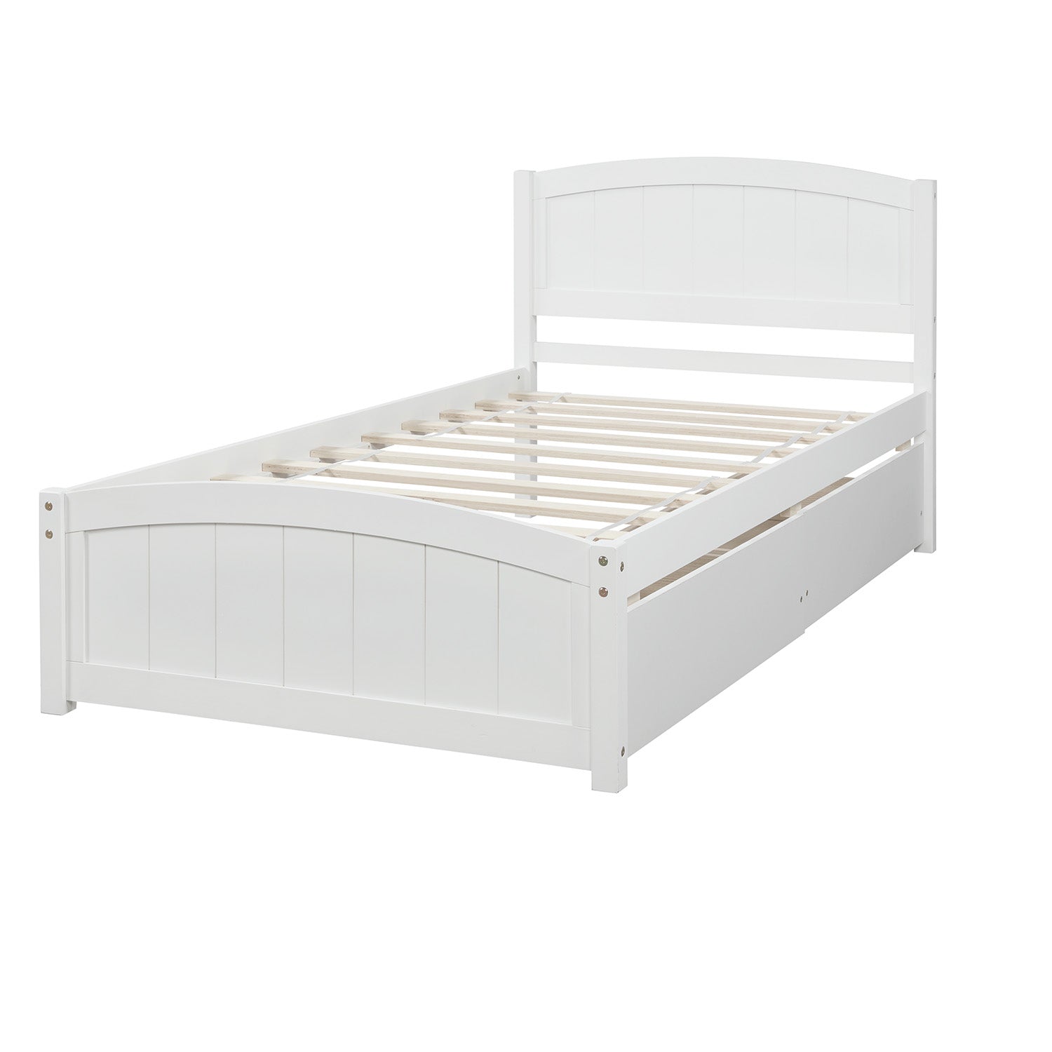 [variant:N850P475817K] Twin Platform Bed with 2 Storage Drawers – White image 3