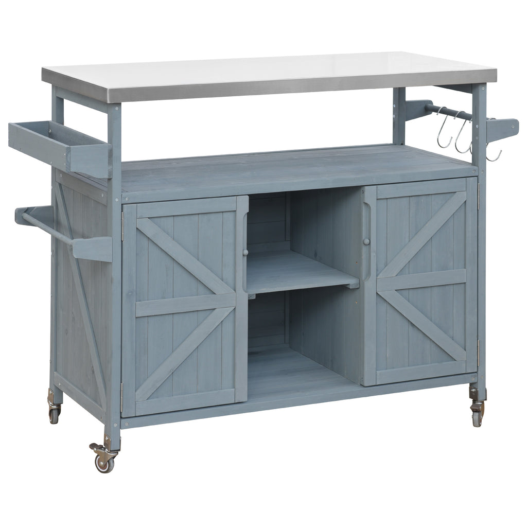 [variant:N853P386114G] Outdoor Grill Cart with Stainless Steel Top – Gray and Blue, 50.25-Inch image 23