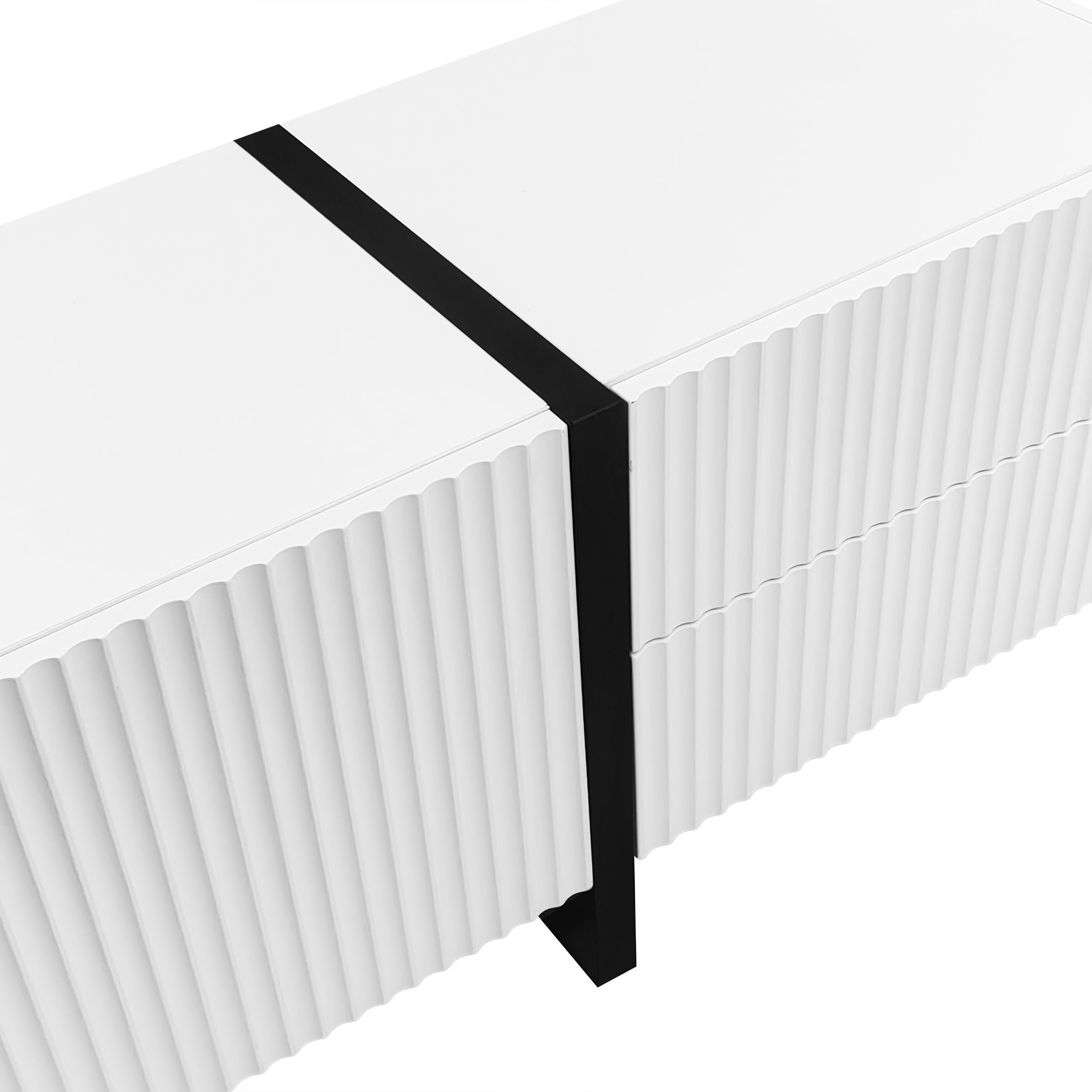 [variant:GA0014S] Modern TV Stand with 3 Doors and 2 Drawers – Black and White image 9