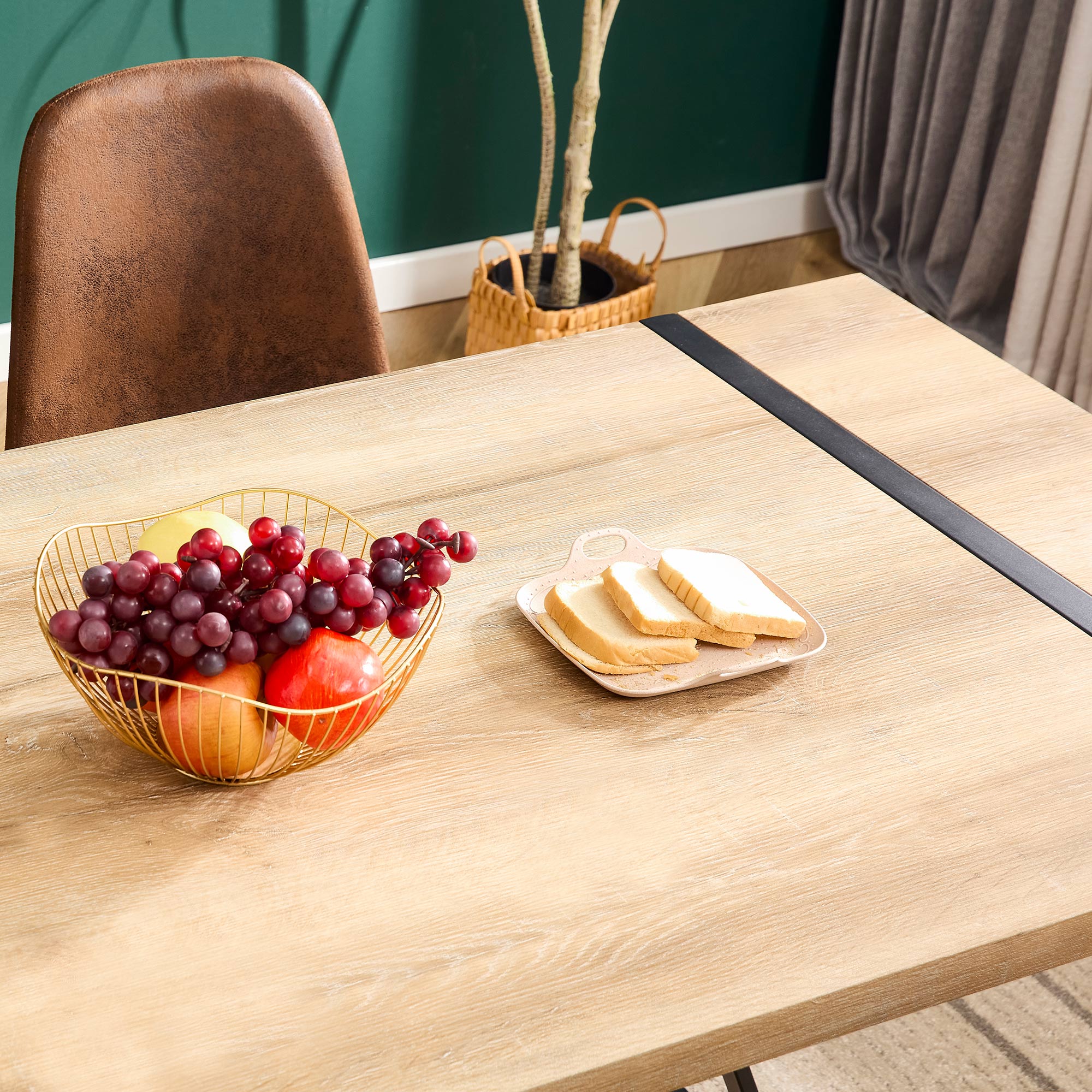 [variant:W3806P405273] Wood-Grain Dining Table – 55-Inch image 17