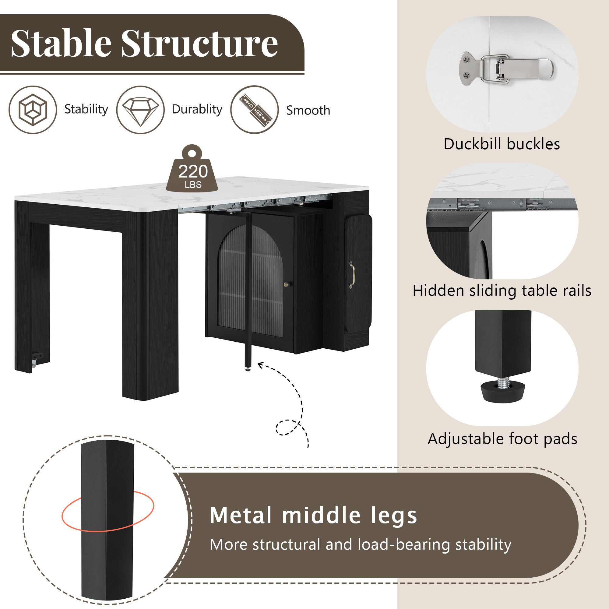 [variant:XW000024AAB-CA] Rolling Kitchen Island with Extendable Dining Table image 20