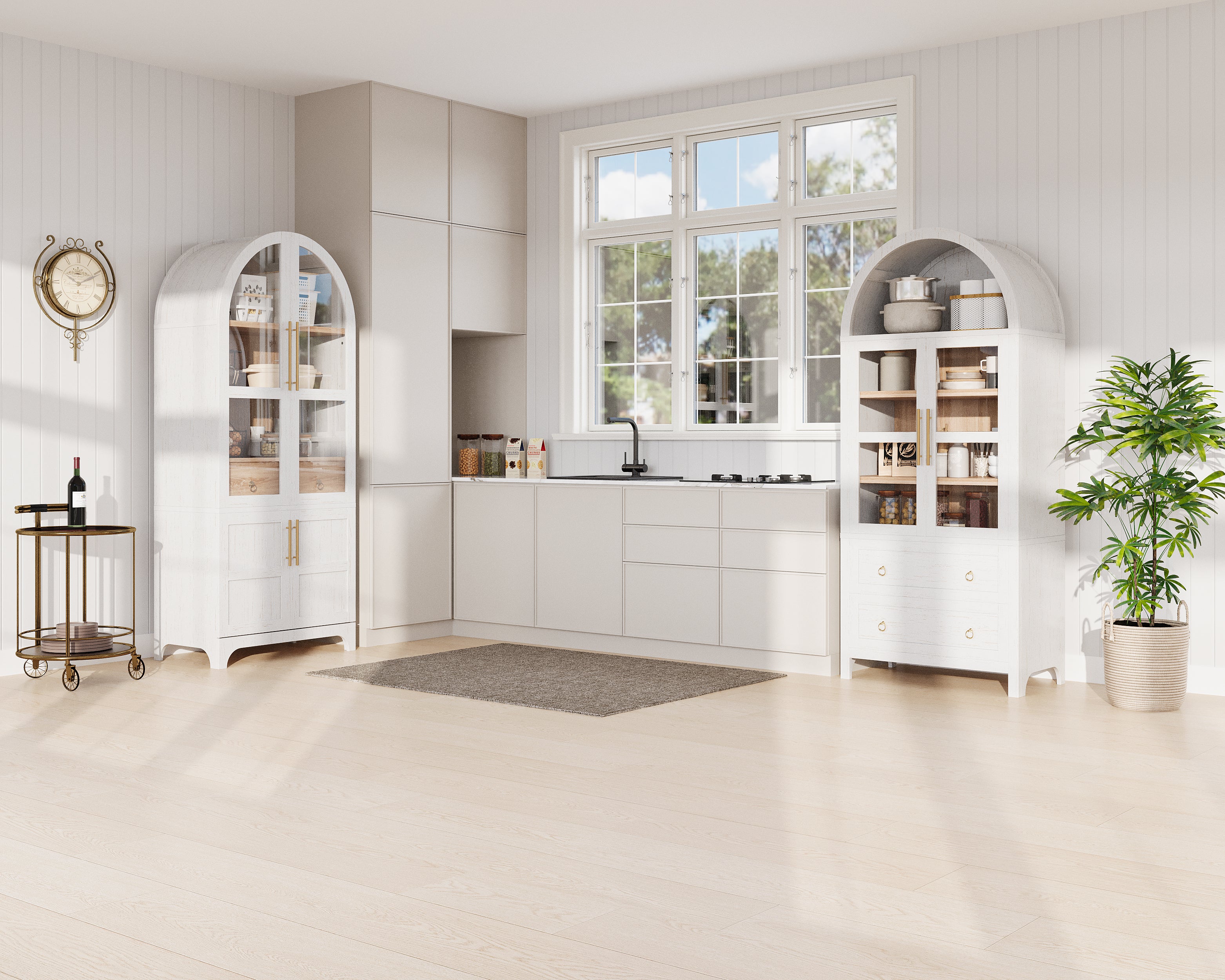 [variant:N853P387781W] Arched Glass-Door Pantry Cabinet – 71-Inch image 16