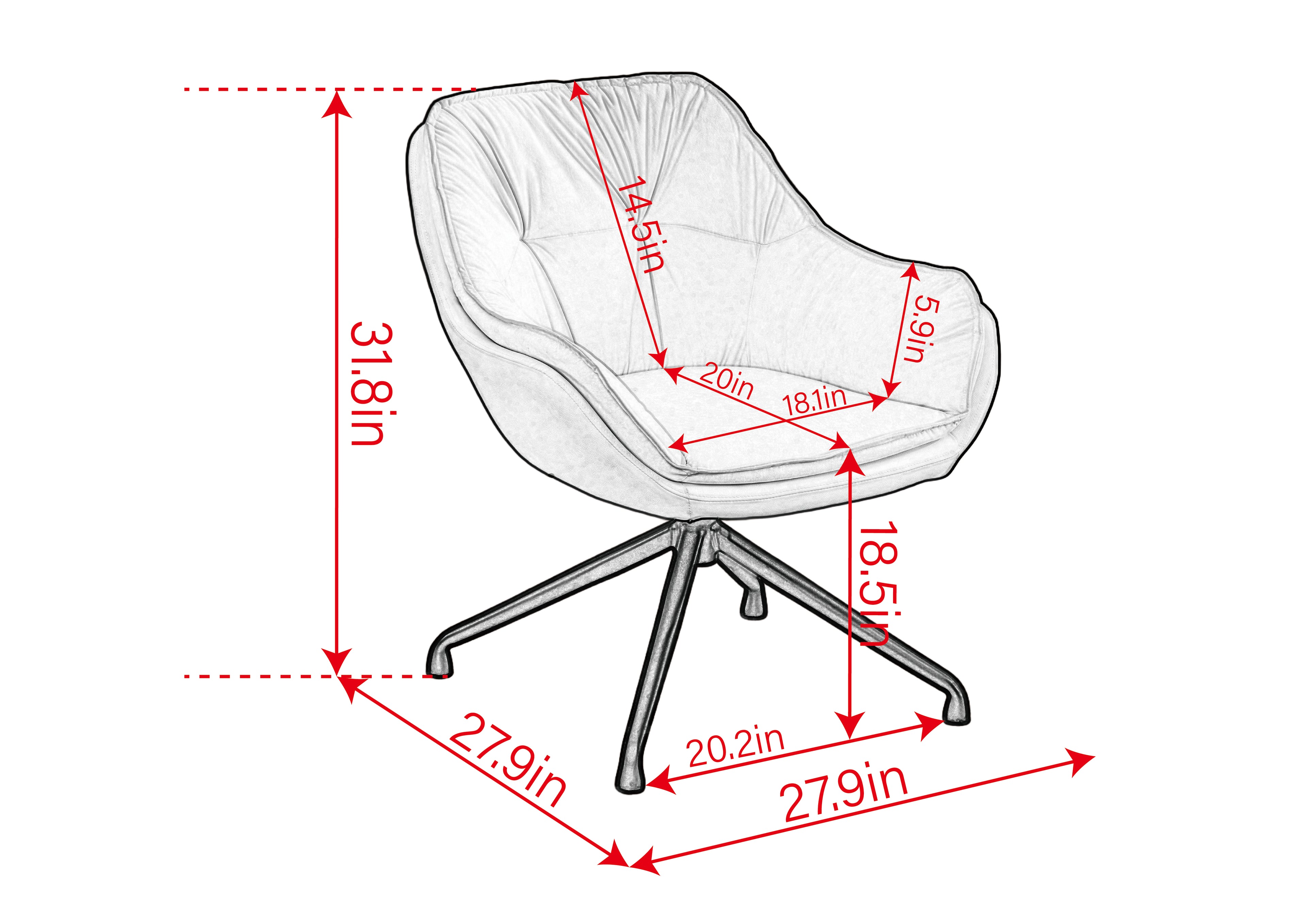 [variant:W5031P479728] Brown Faux Leather Swivel Accent Chair image 13
