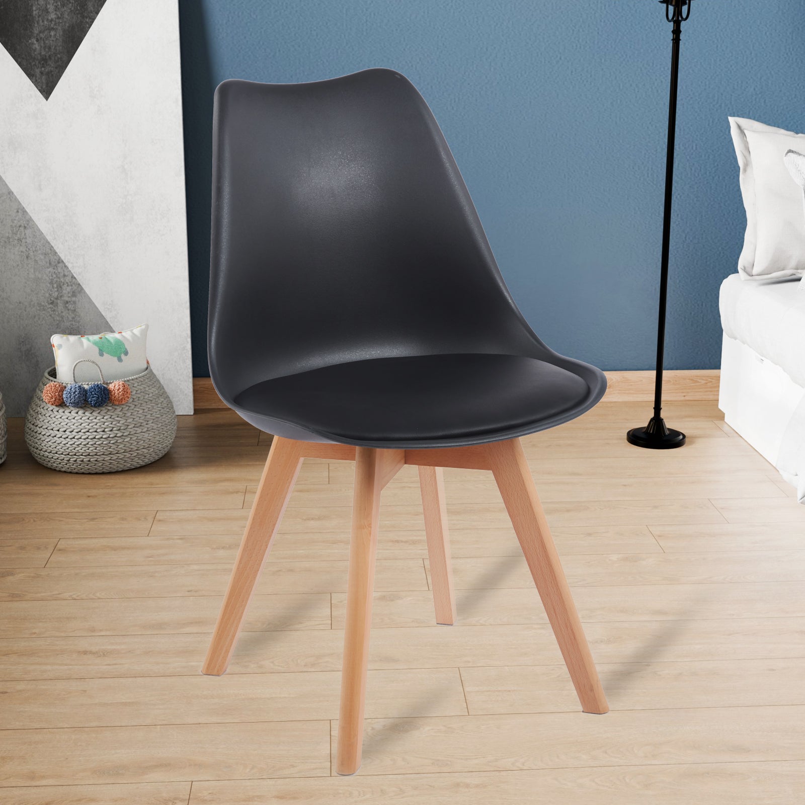 [variant:W3738P431300] Set of 2 Modern Black PU Leather Dining Chairs image 4