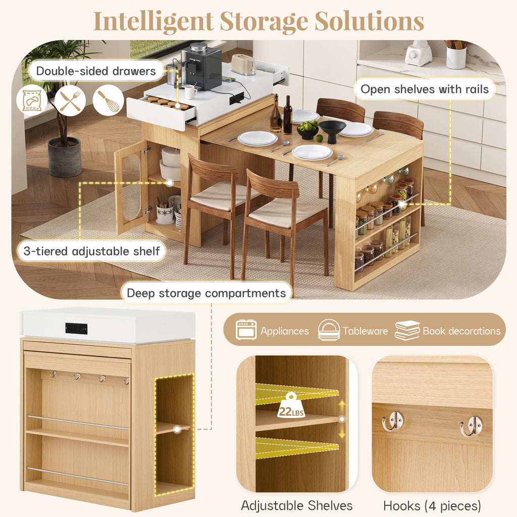 [variant:XW000028AAN-CA] Rolling Kitchen Island with Extendable Table image 25