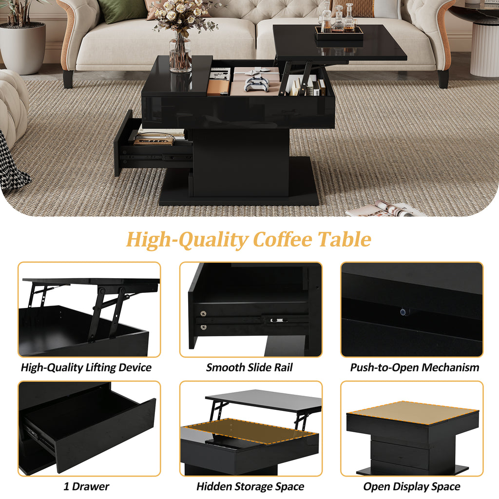 [variant:N892P423296B] Black 360° Rotating Lift-Top Coffee Table image 26