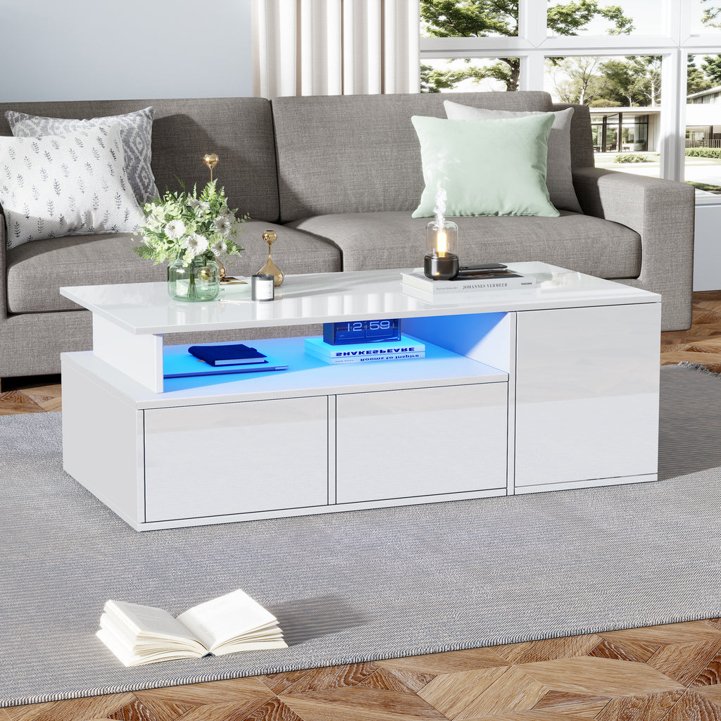 [variant:N892P428788W] High-Gloss LED Coffee Table with Open Storage image 52