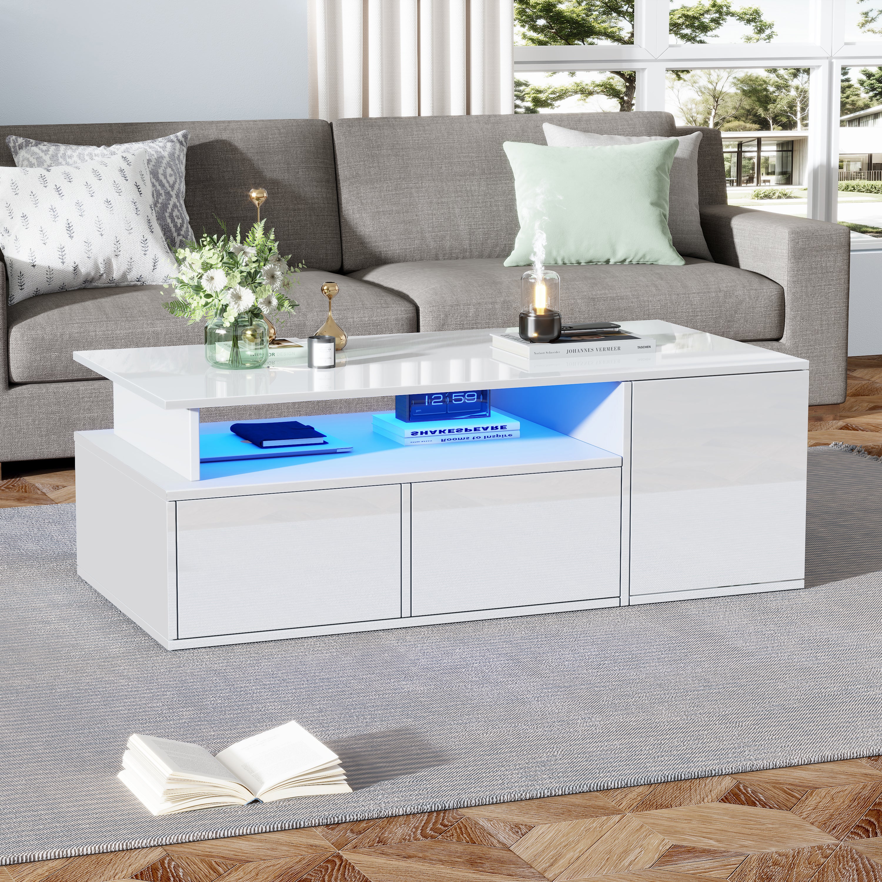 [variant:N892P428788W] High-Gloss LED Coffee Table with Open Storage image 52