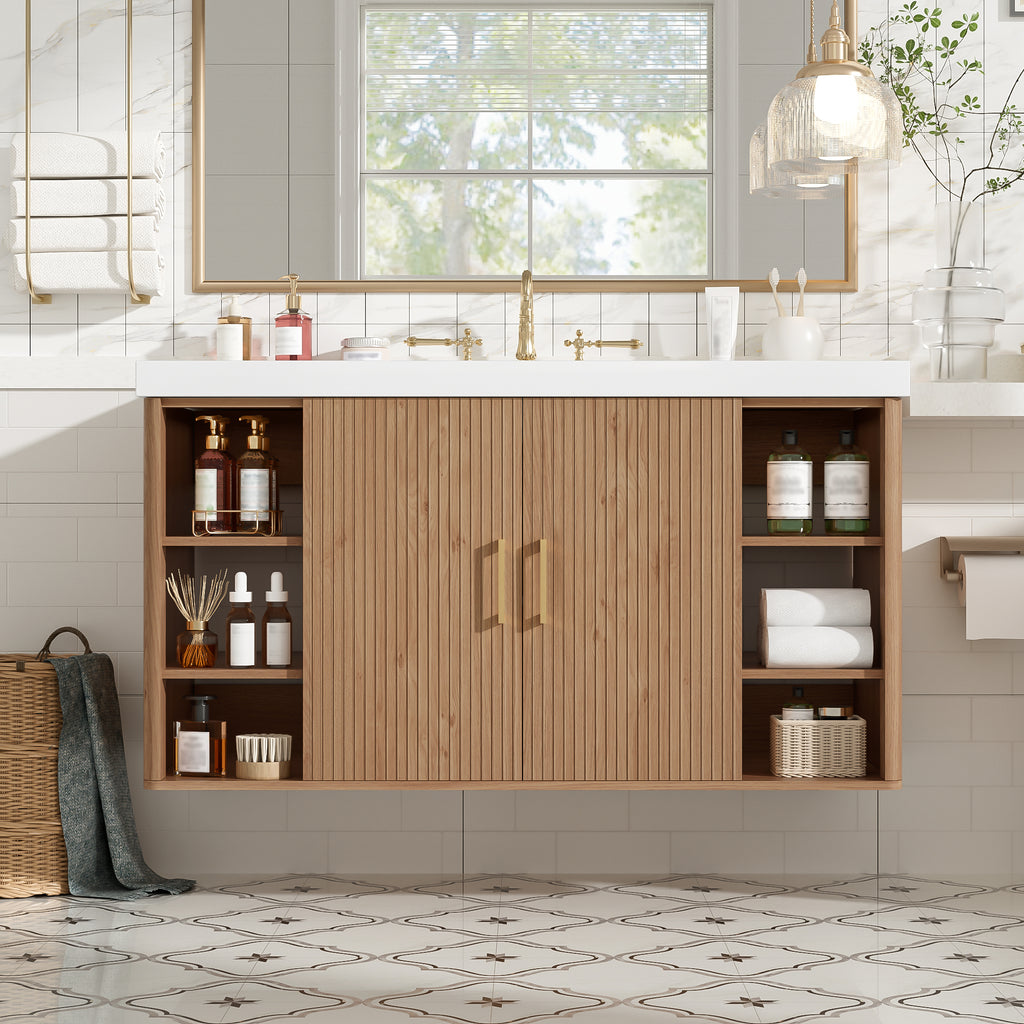 [variant:N729P000039N] Wall-Mounted Bathroom Vanity with SMC Sink – 42-Inch image 1
