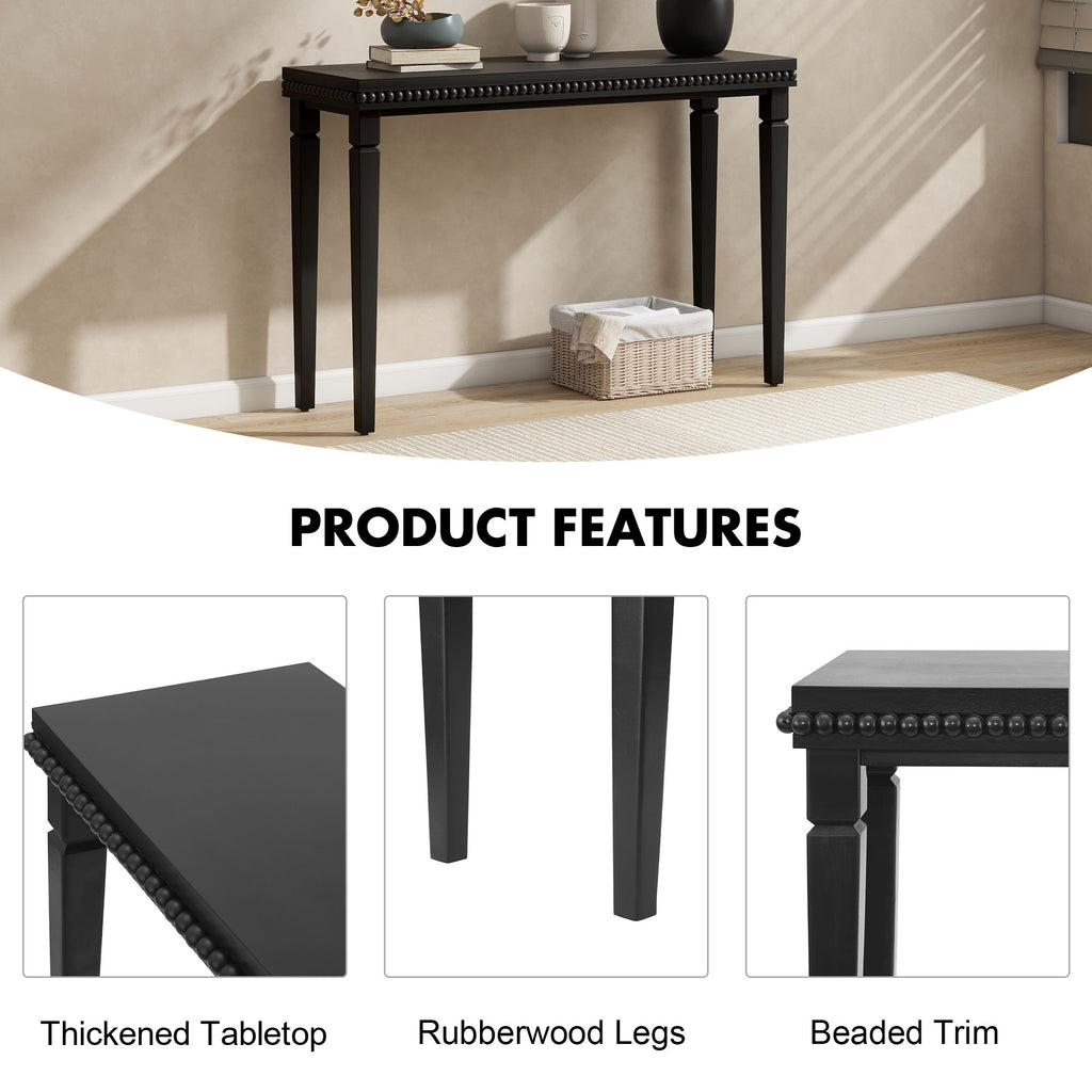 Farmhouse Console Table with Beaded Trim — [variant:N876P351928B] Black image 11