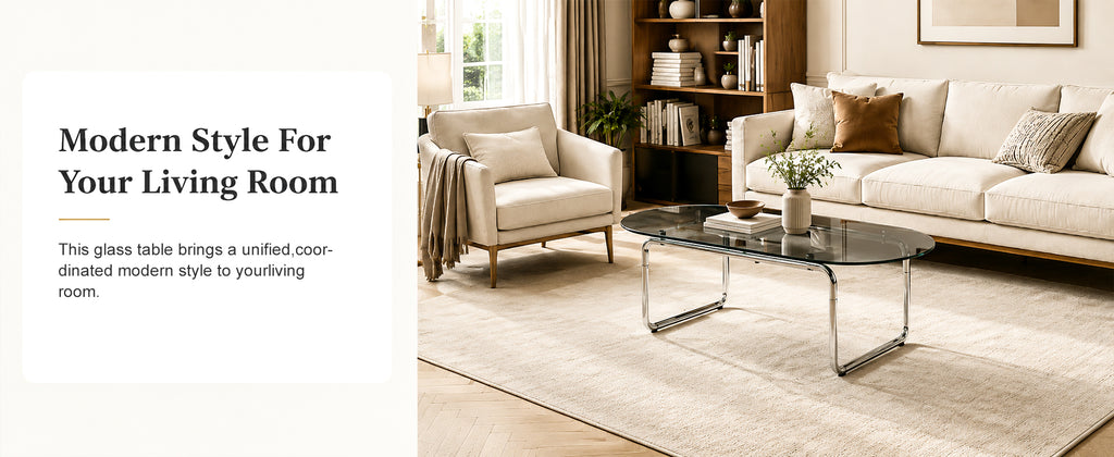 Curved Tempered-Glass Coffee Table — [variant:W3738P499158] Grey image 13