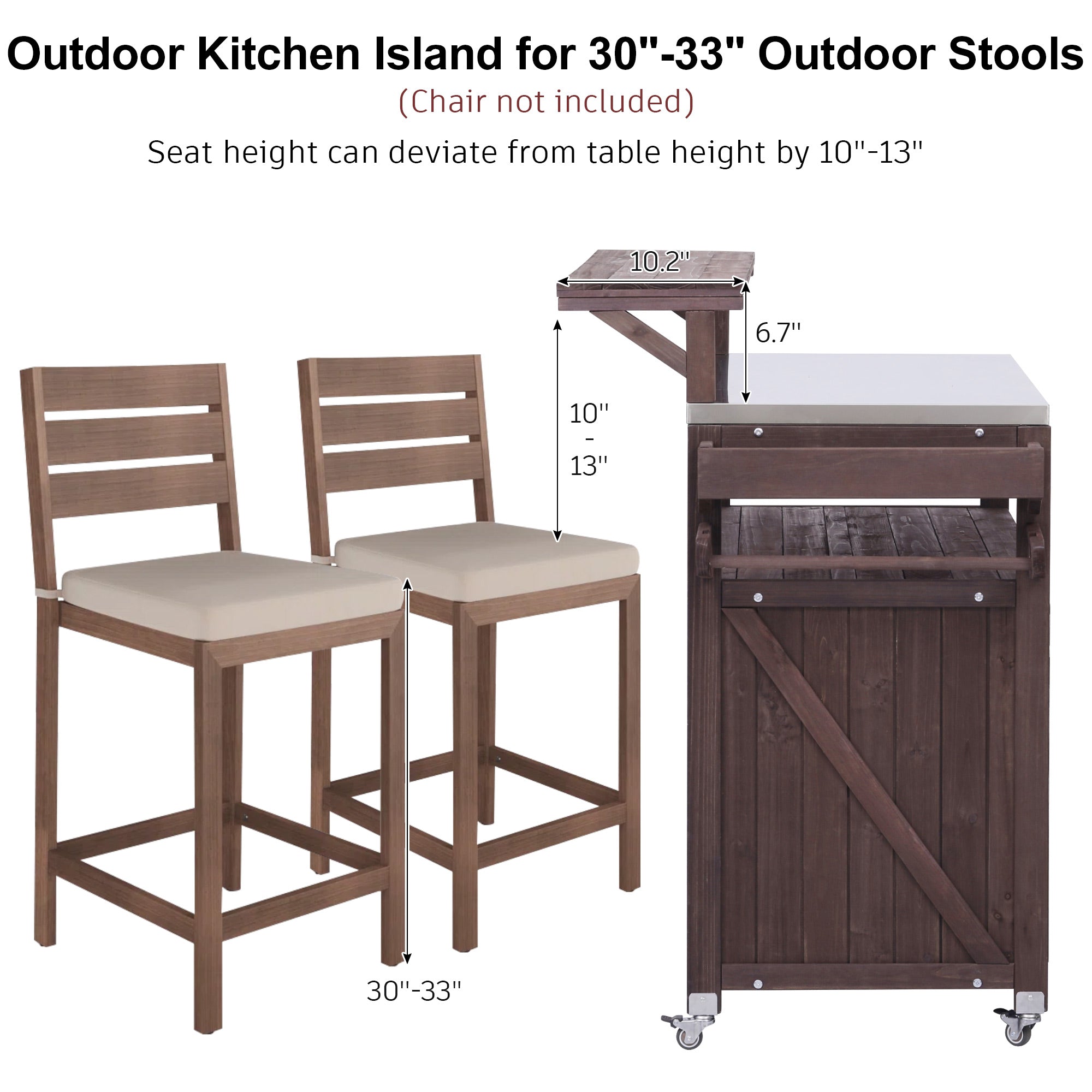 [variant:N853P386135Z] Outdoor Grill Cart with Raised Shelf – Dark Brown, 53.3-Inch image 19