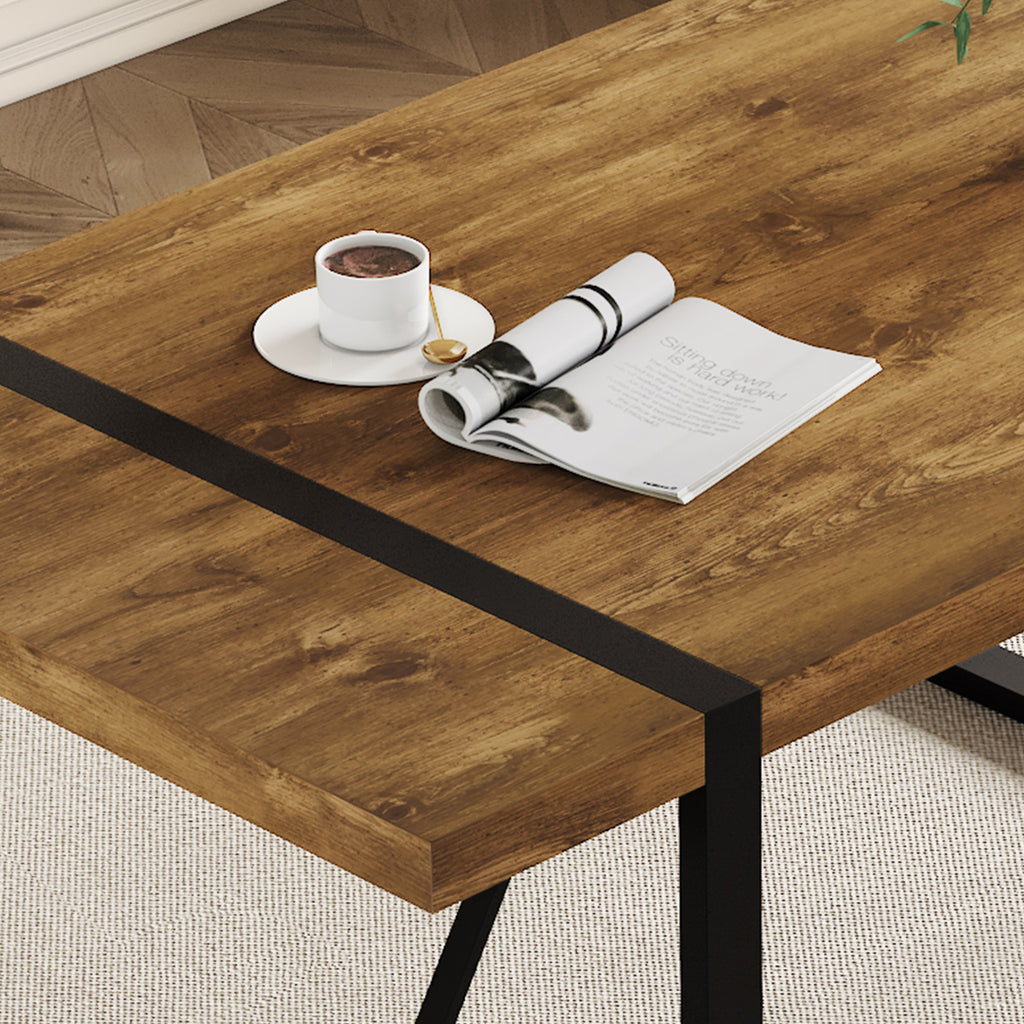 [variant:W3806P432339] Wood-Grain Dining Table with Metal Legs – 71-Inch image 13