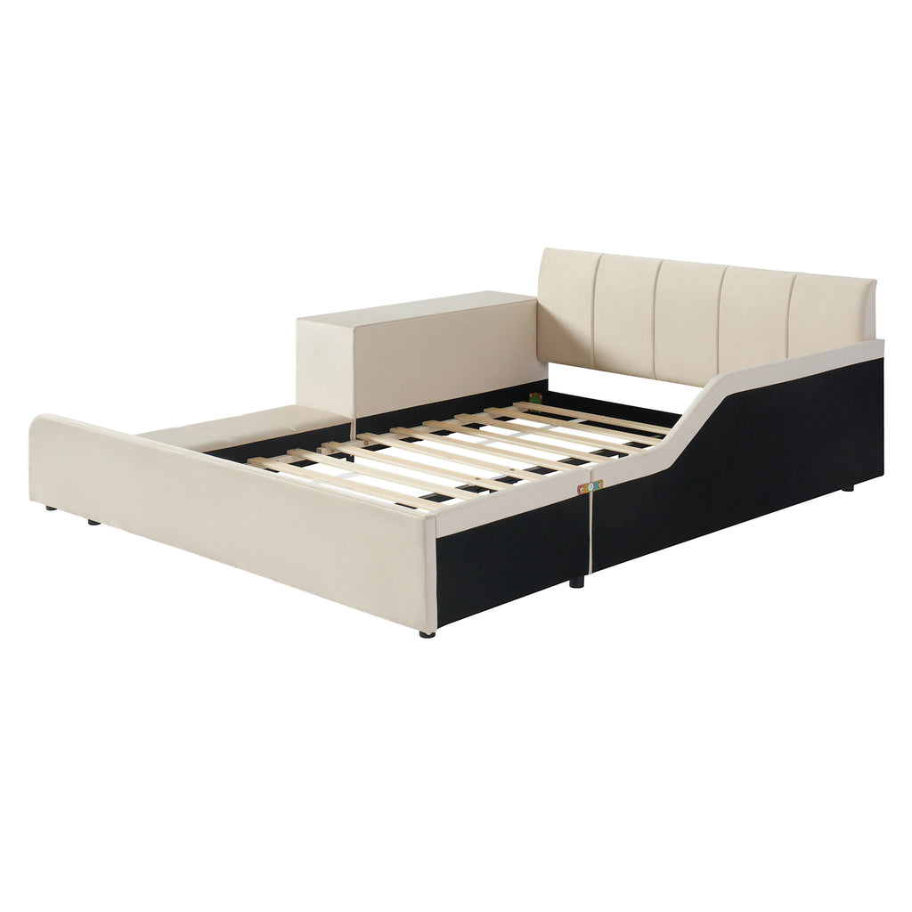 [variant:N850S00111A-1] Full Upholstered Floor Bed with Desk and Stool image 20