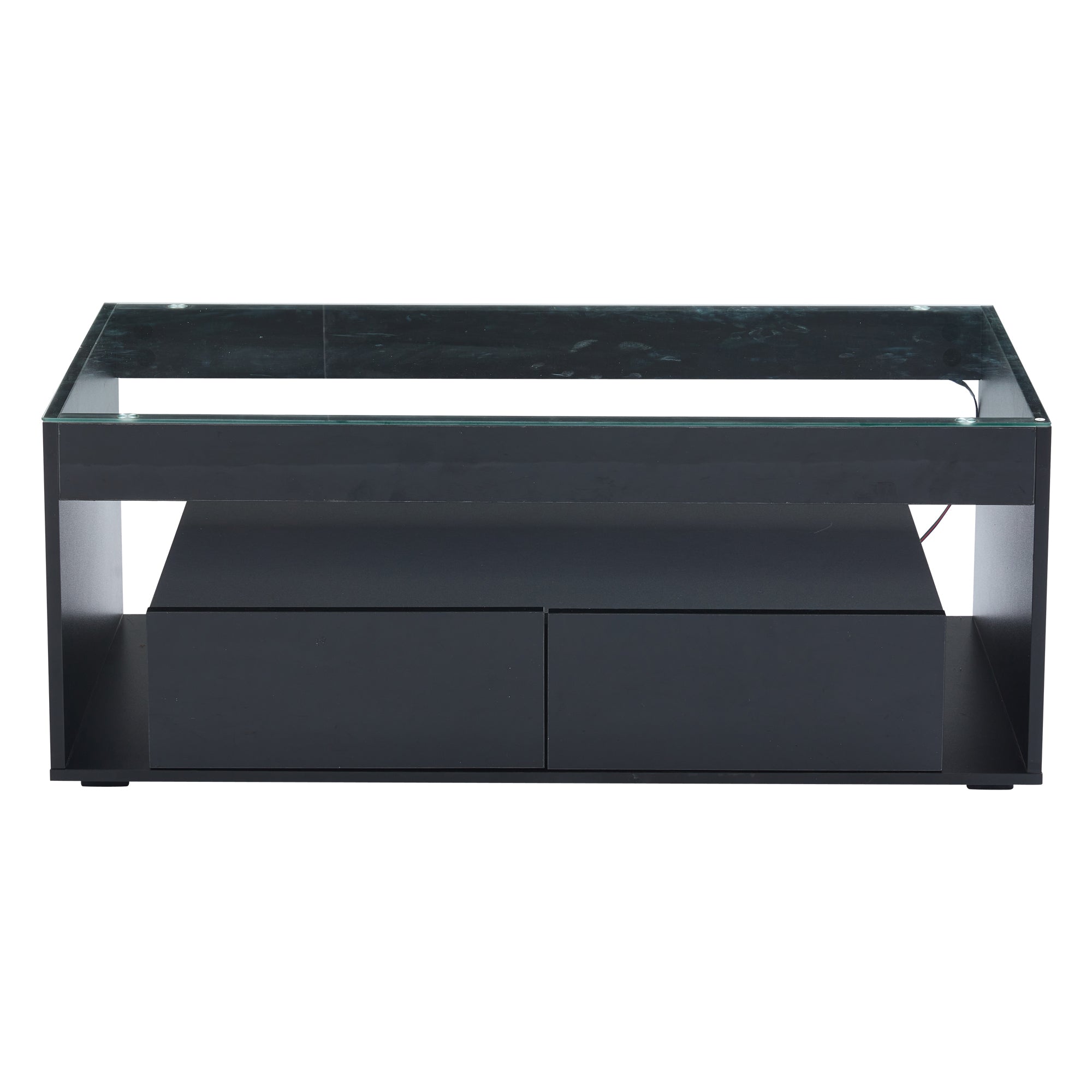 [variant:N892P428787B] High-Gloss LED Coffee Table with Glass Top and Drawers image 7