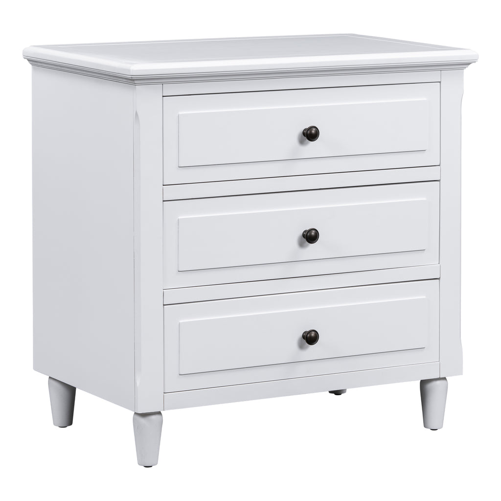 3-Drawer Painted Nightstand – 28-Inch — [variant:N889P444140K] White image 5